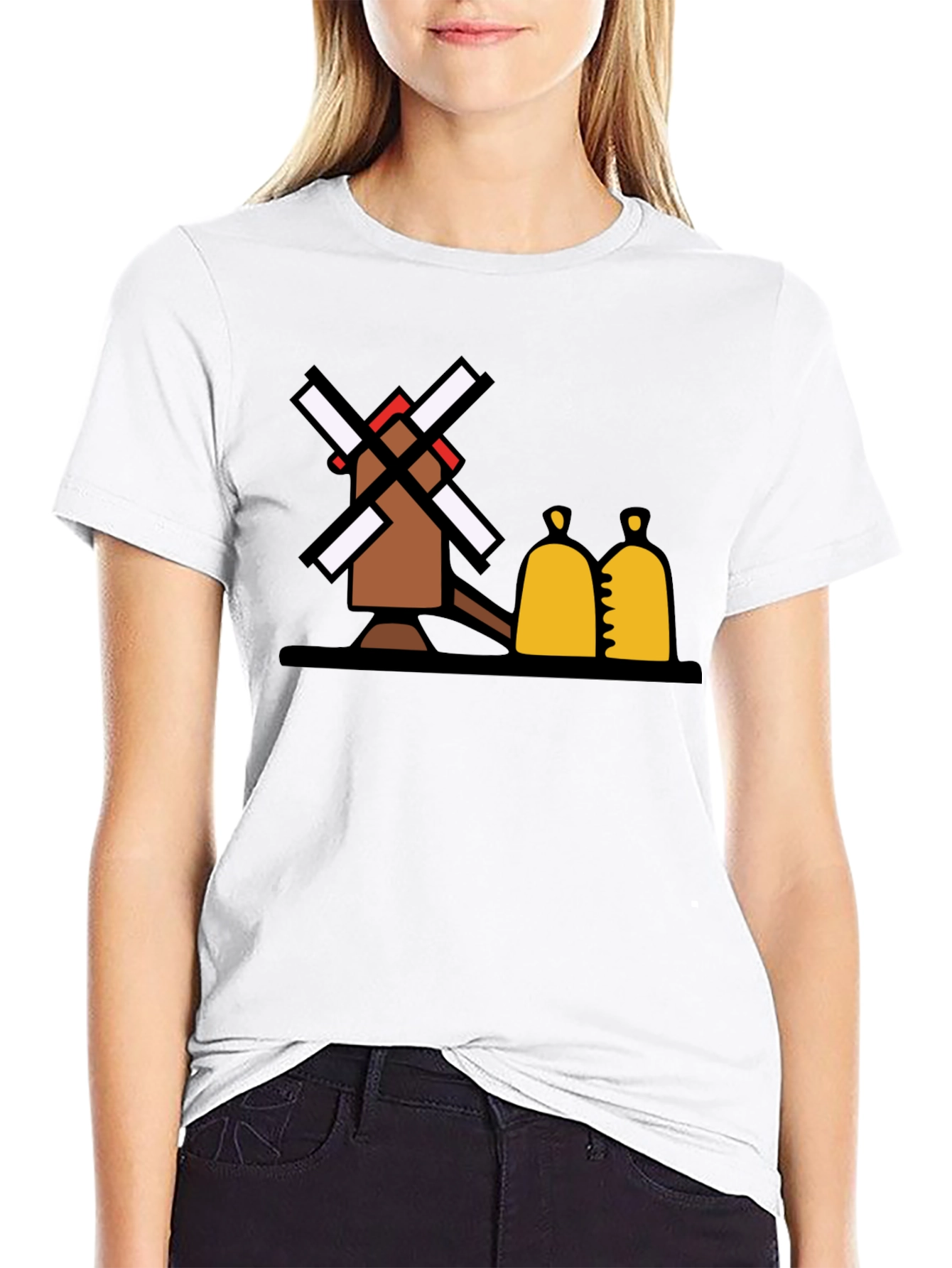 Black Novelty Windmill Graphic Tee - Black Cotton Blend view 9