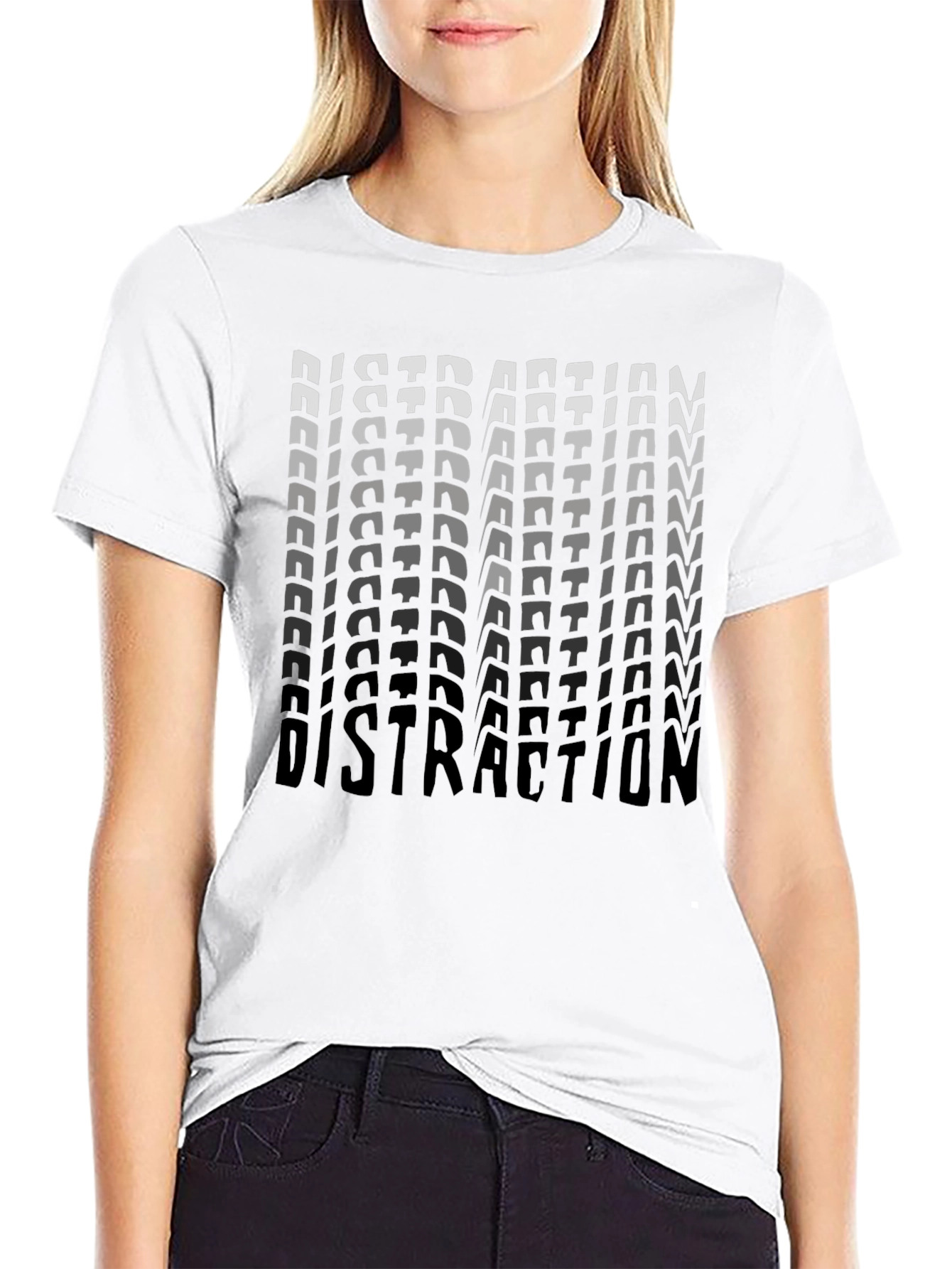 Black Distraction Graphic Print Black T-Shirt view 9