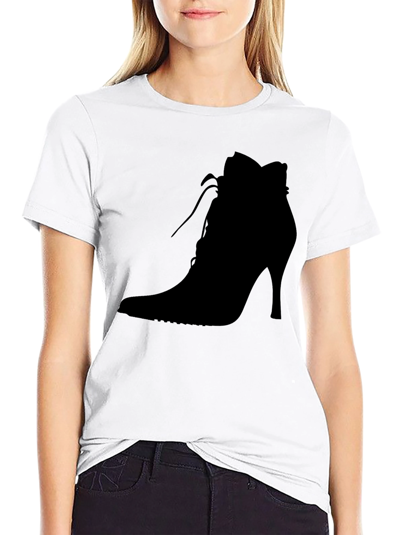Black High Heel Shoe Graphic Tee - Black Cotton Comfort view 9