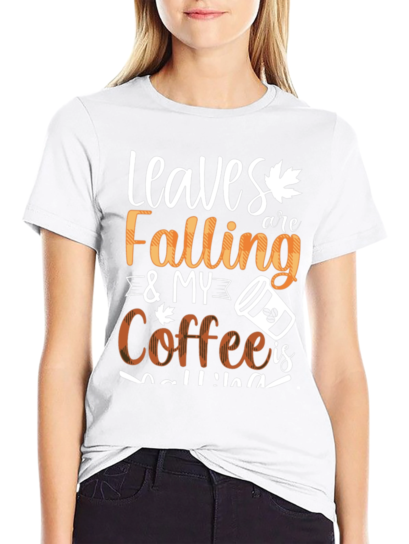 Black Leaves Falling & My Coffee Is Calling Graphic Tee view 9