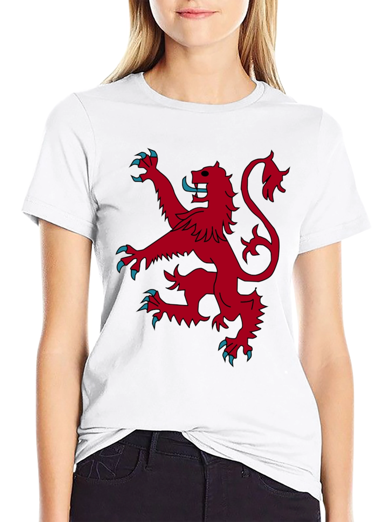 Black Red Lion Rampant Graphic Black T-Shirt view 9