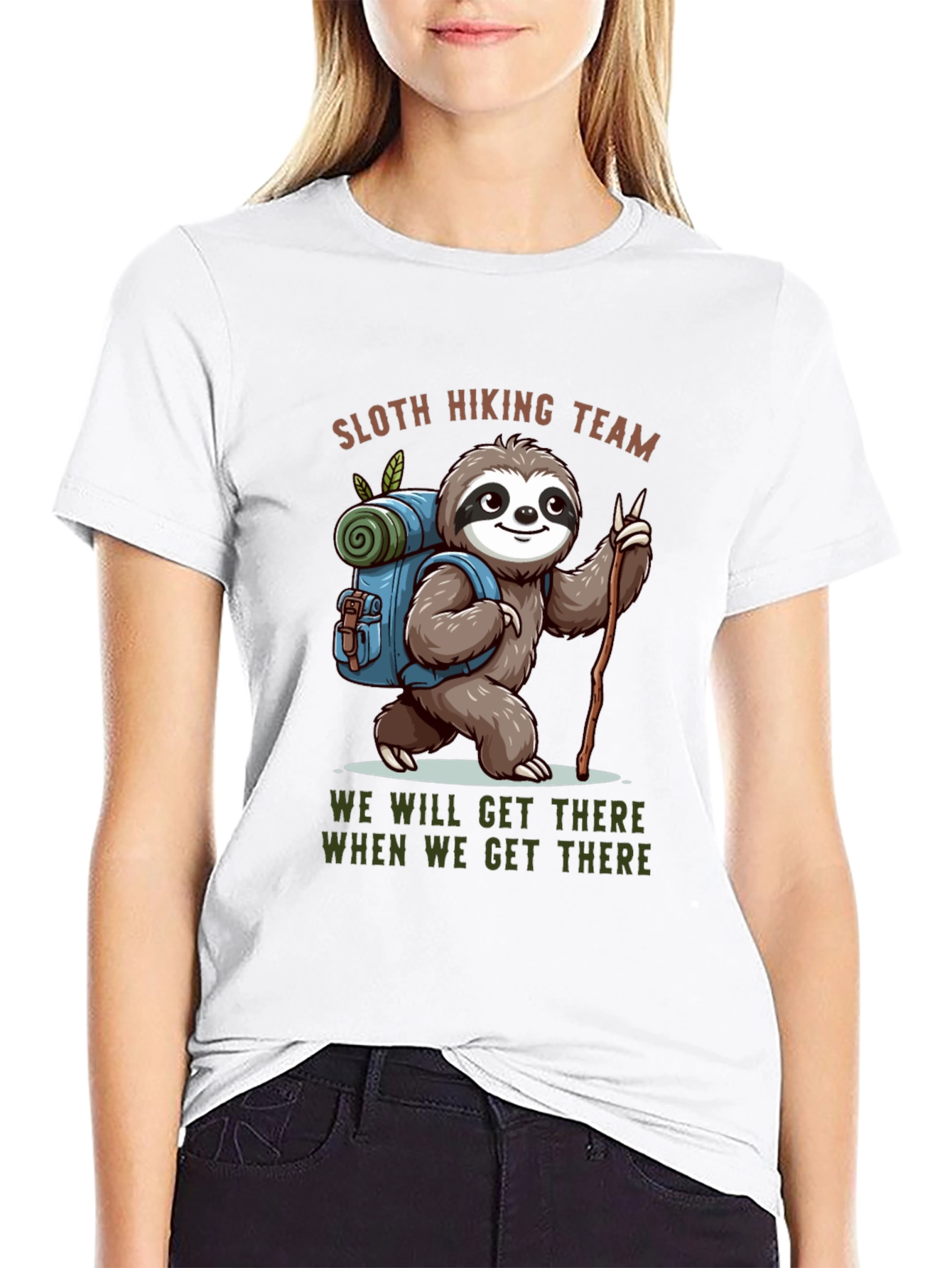 Black Sloth Hiking Team Black T-Shirt view 9
