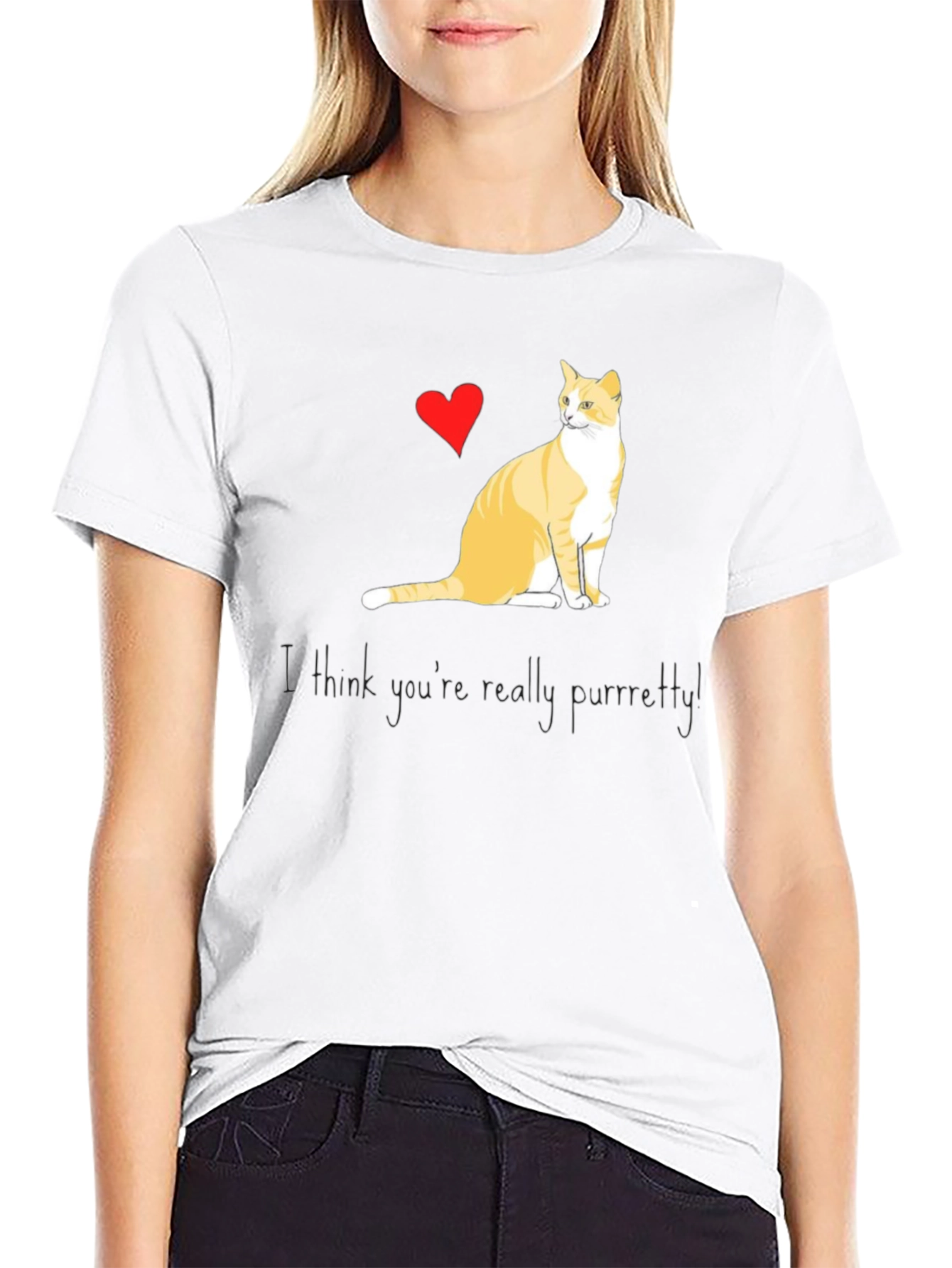 Black Purrfectly Pretty Cat Graphic T-Shirt view 9