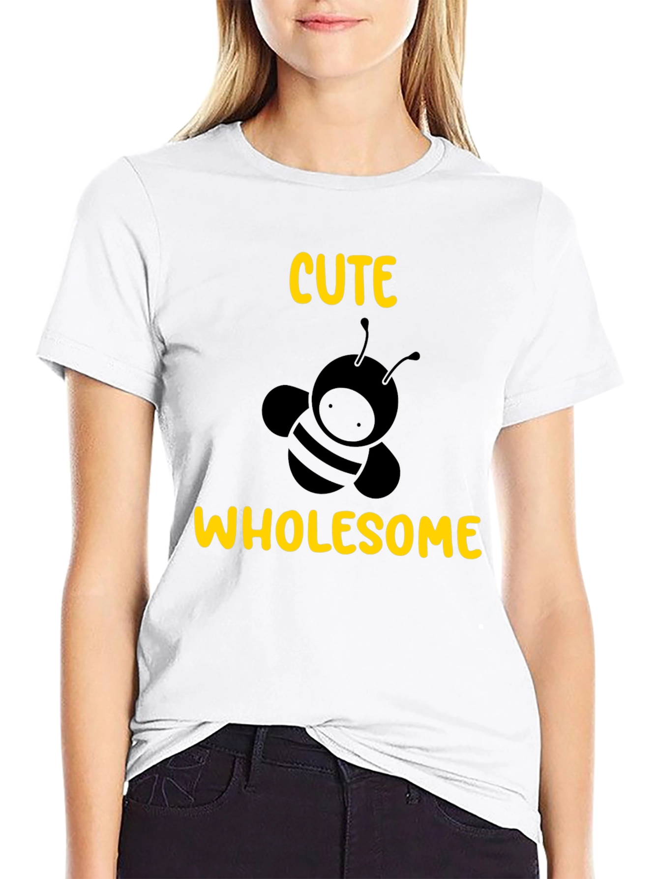 Black Cute Wholesome Bee Graphic Tee - Black T-Shirt view 9