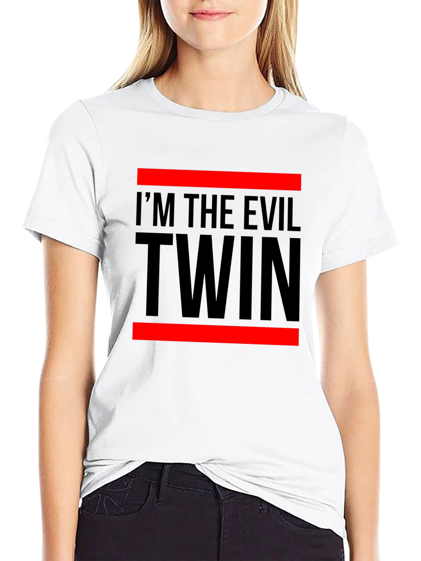 Black I'm the Evil Twin Black Graphic Tee view 9