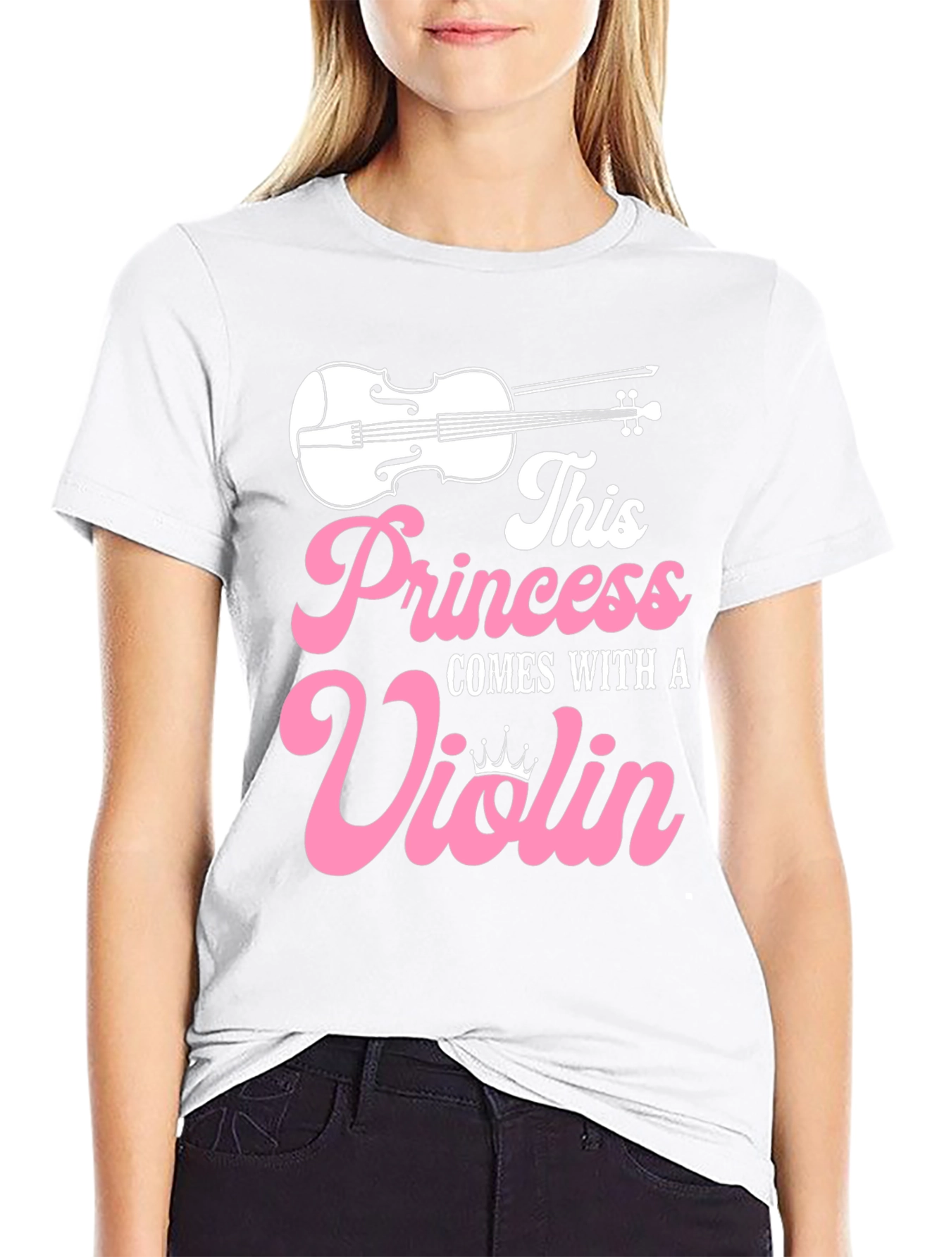 Black Princess Violin T-Shirt - Musician Girl Tee view 9