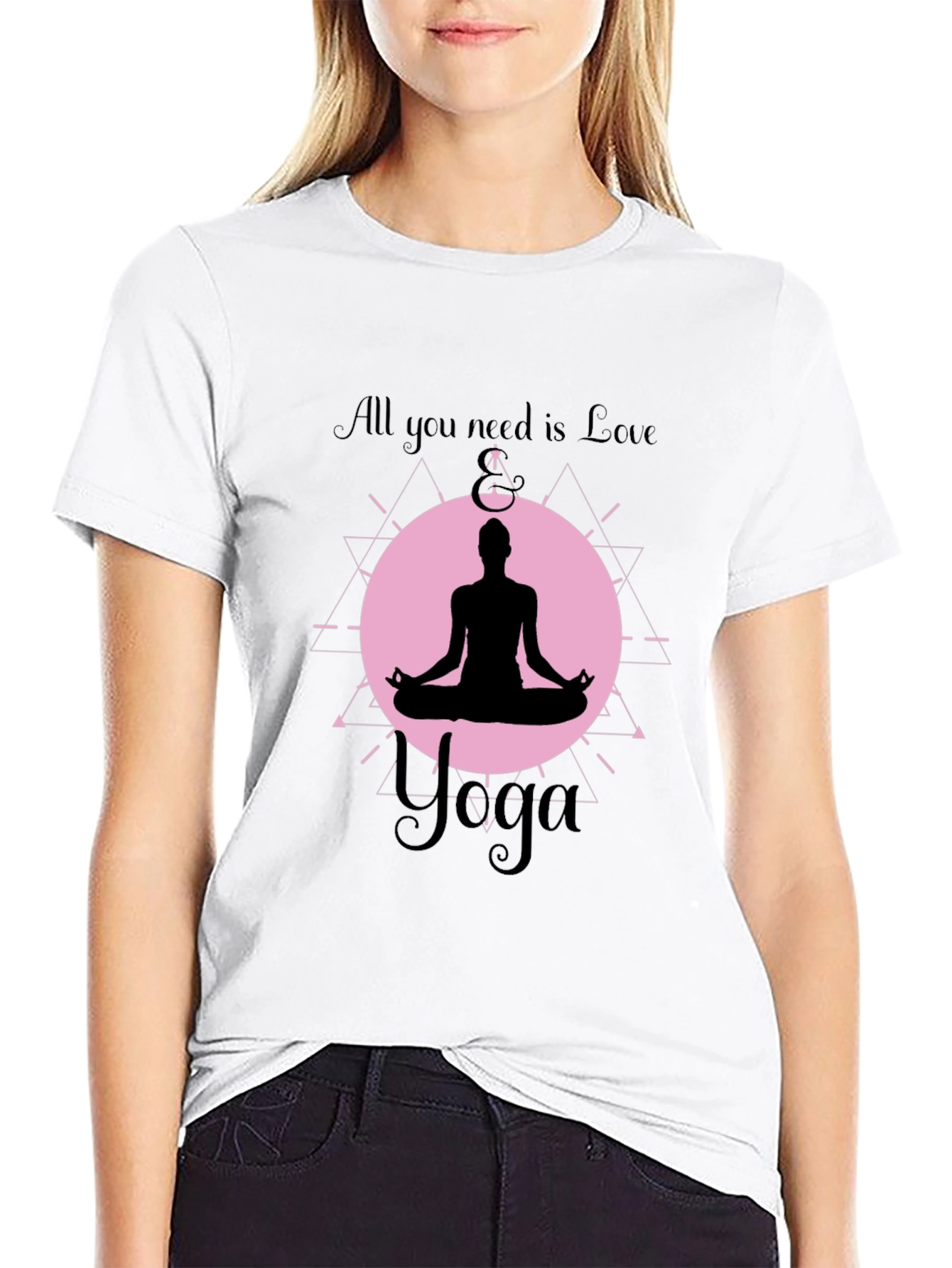Black Yoga Love Graphic T-Shirt - Meditate in Style view 9