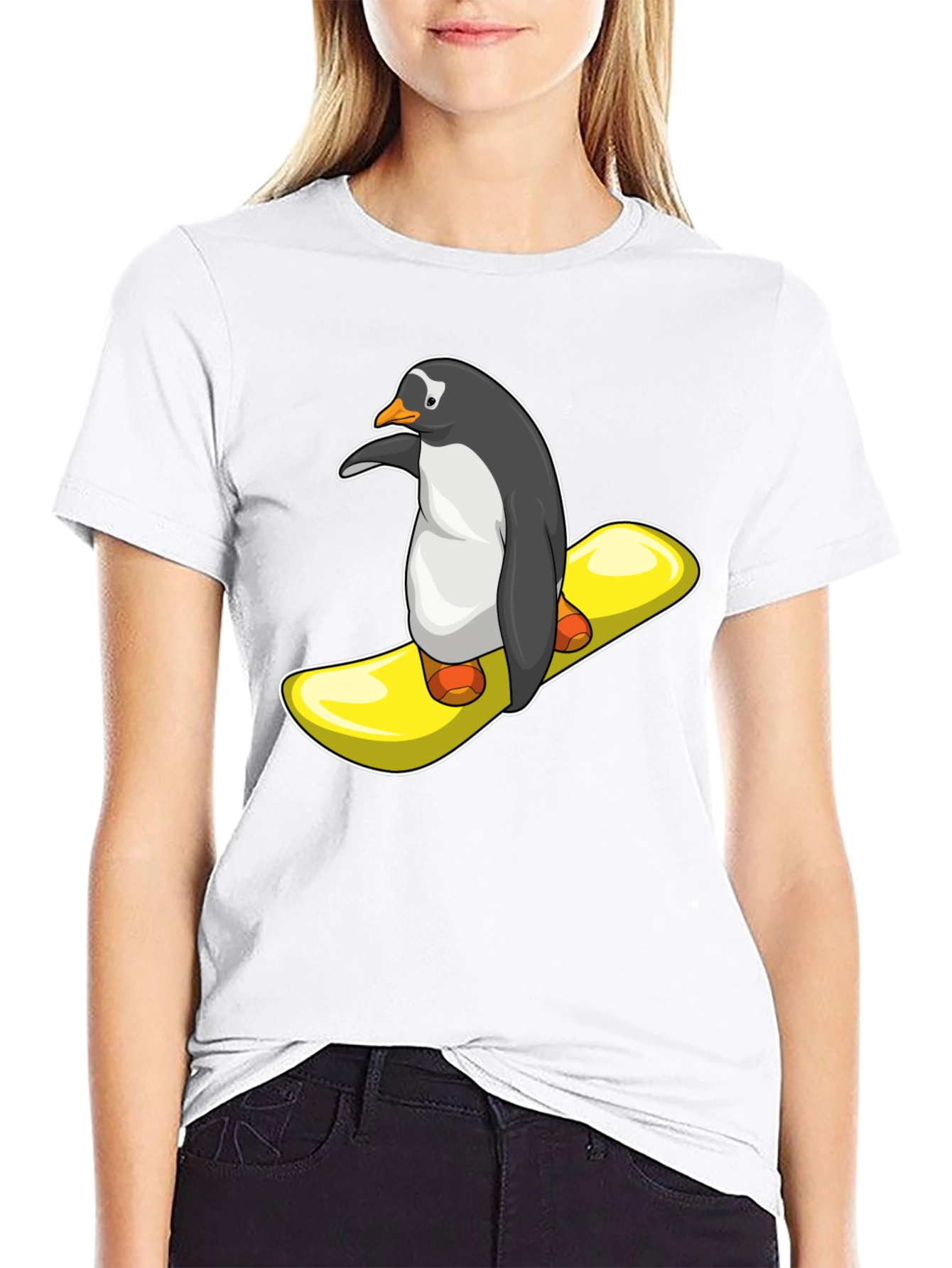 Black Penguin Snowboard T-Shirt - Unique Graphic Tee view 9