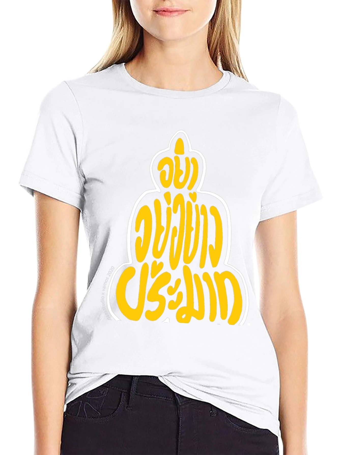 Black Black T-Shirt with Thai Buddha Graphic Print view 9