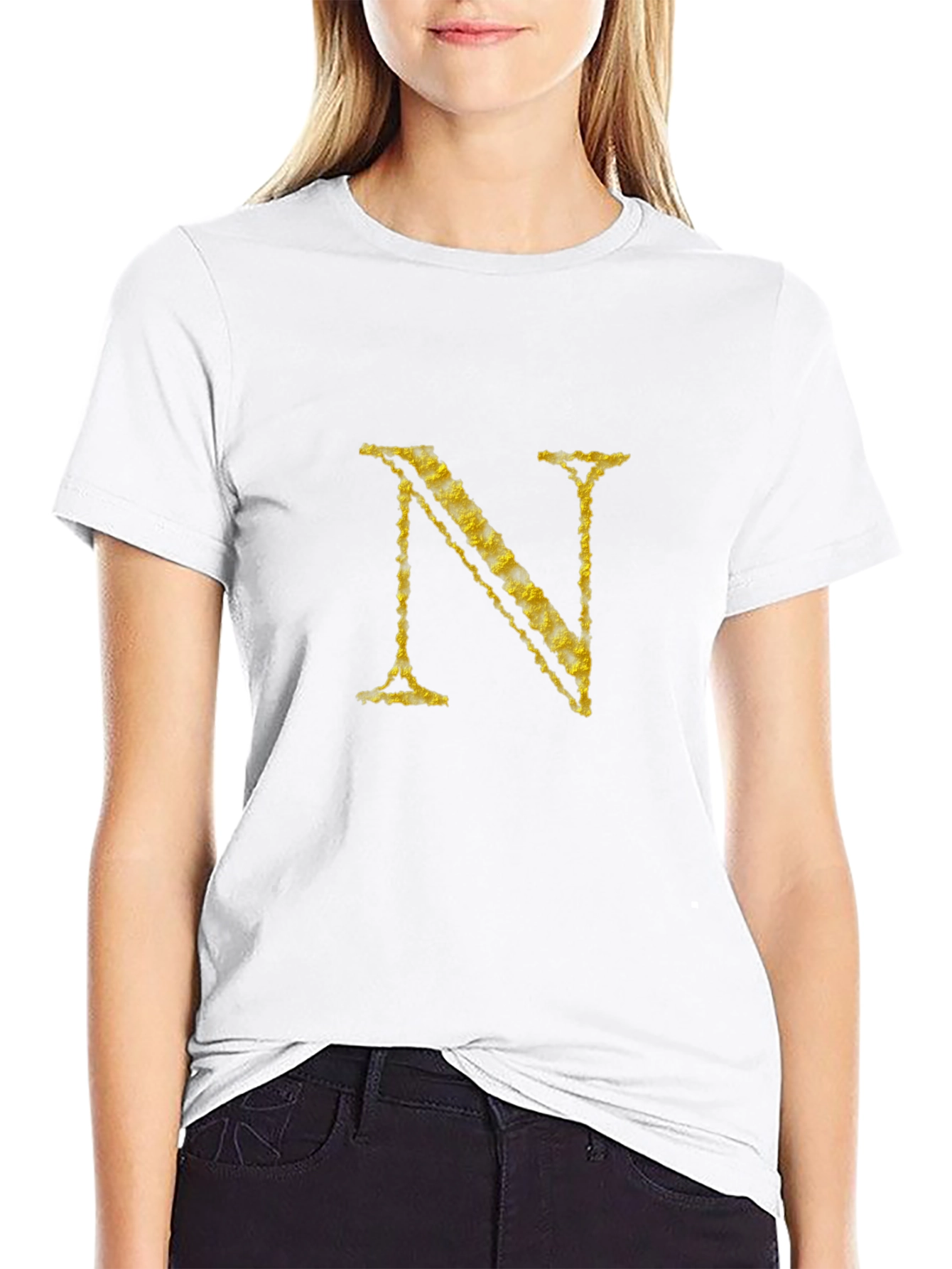 Black Letter "N" Graphic Black T-Shirt view 9