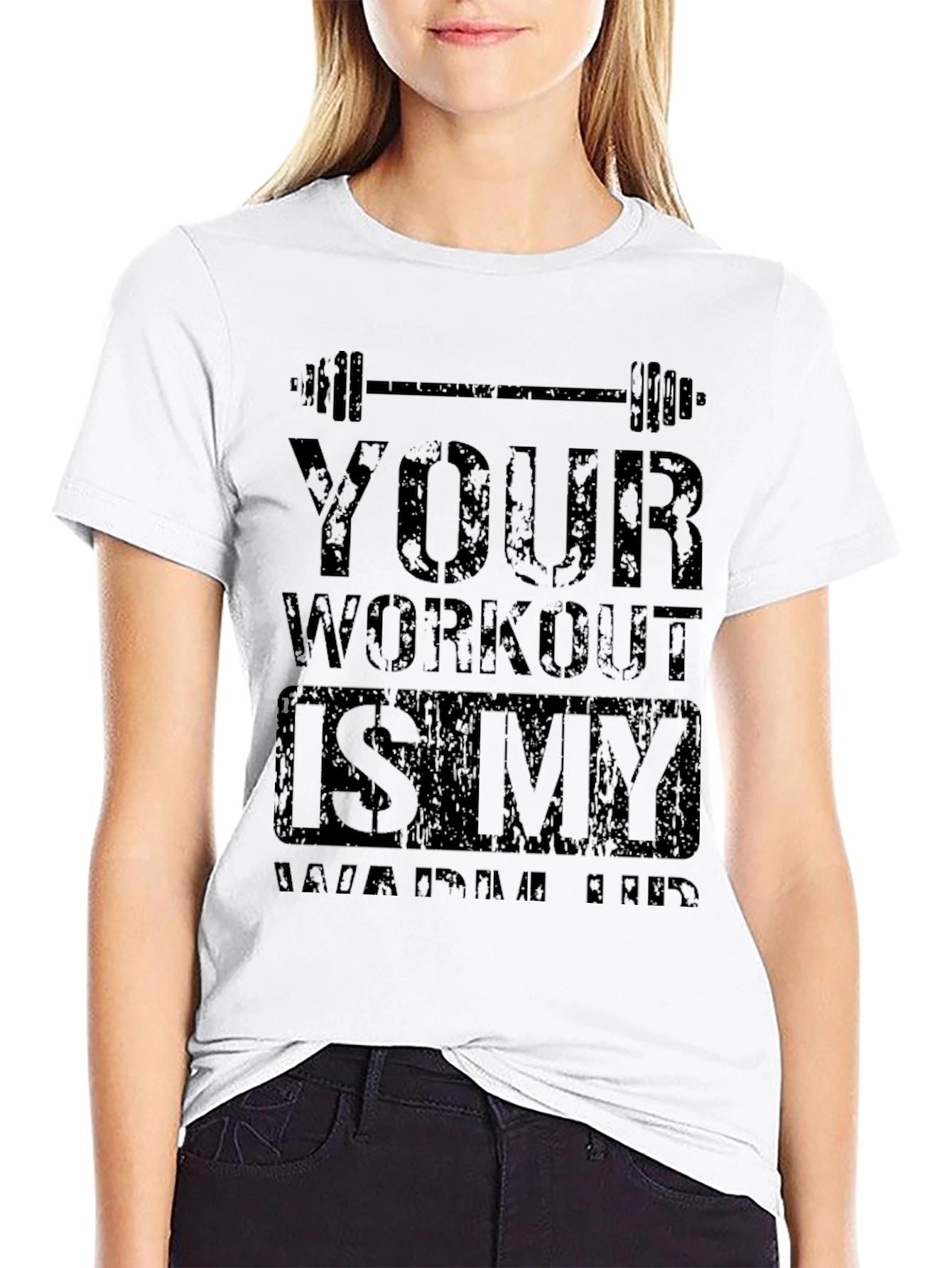Black Gym Workout T-Shirt - YOUR WORKOUT IS MY WARMUP view 9