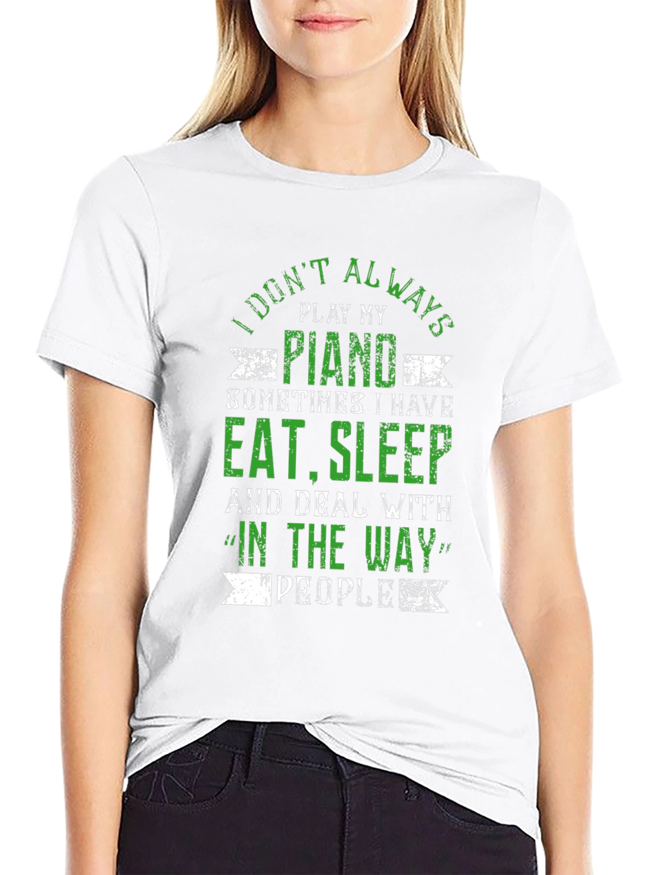 Black Funny Piano Player T-Shirt - Eat, Sleep, Deal With People view 9