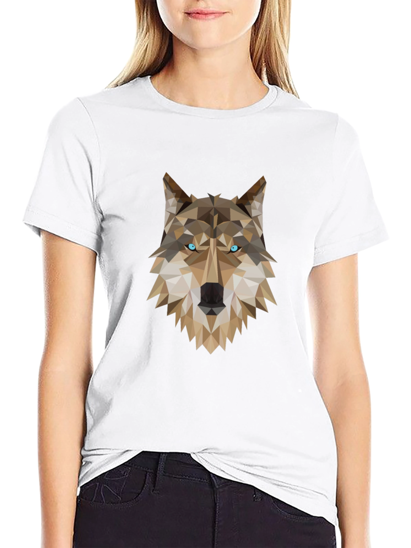 Black Geometric Wolf Graphic Tee - Black view 9