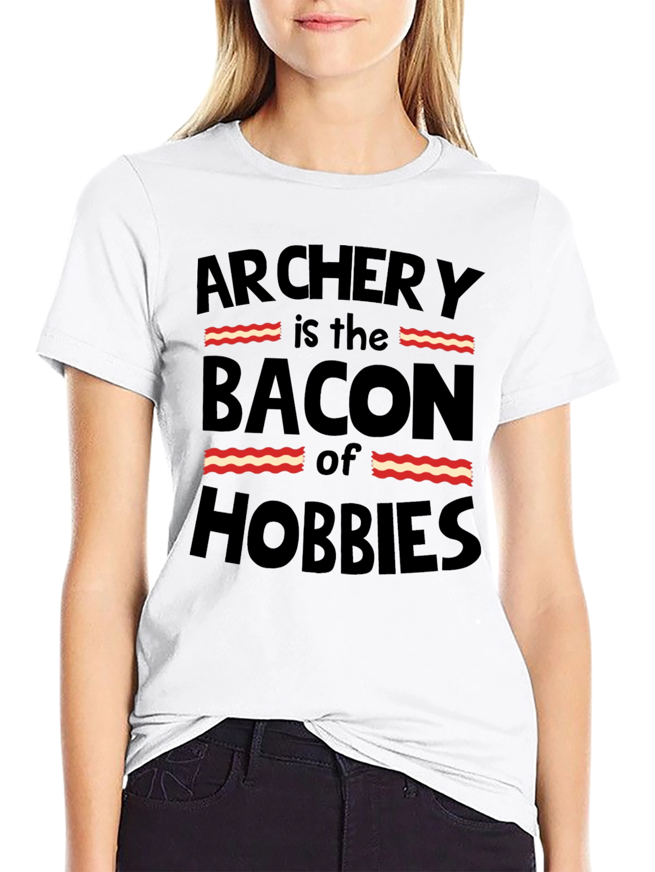 Black Archery is the Bacon of Hobbies Funny Black T-Shirt view 9