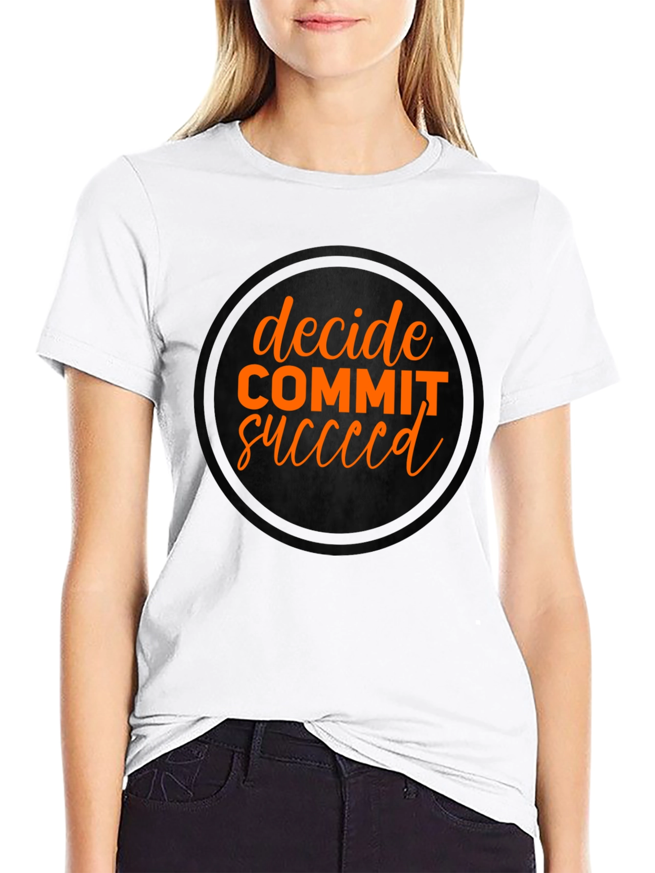 Black Decide Commit Succeed Black Graphic T-Shirt view 9