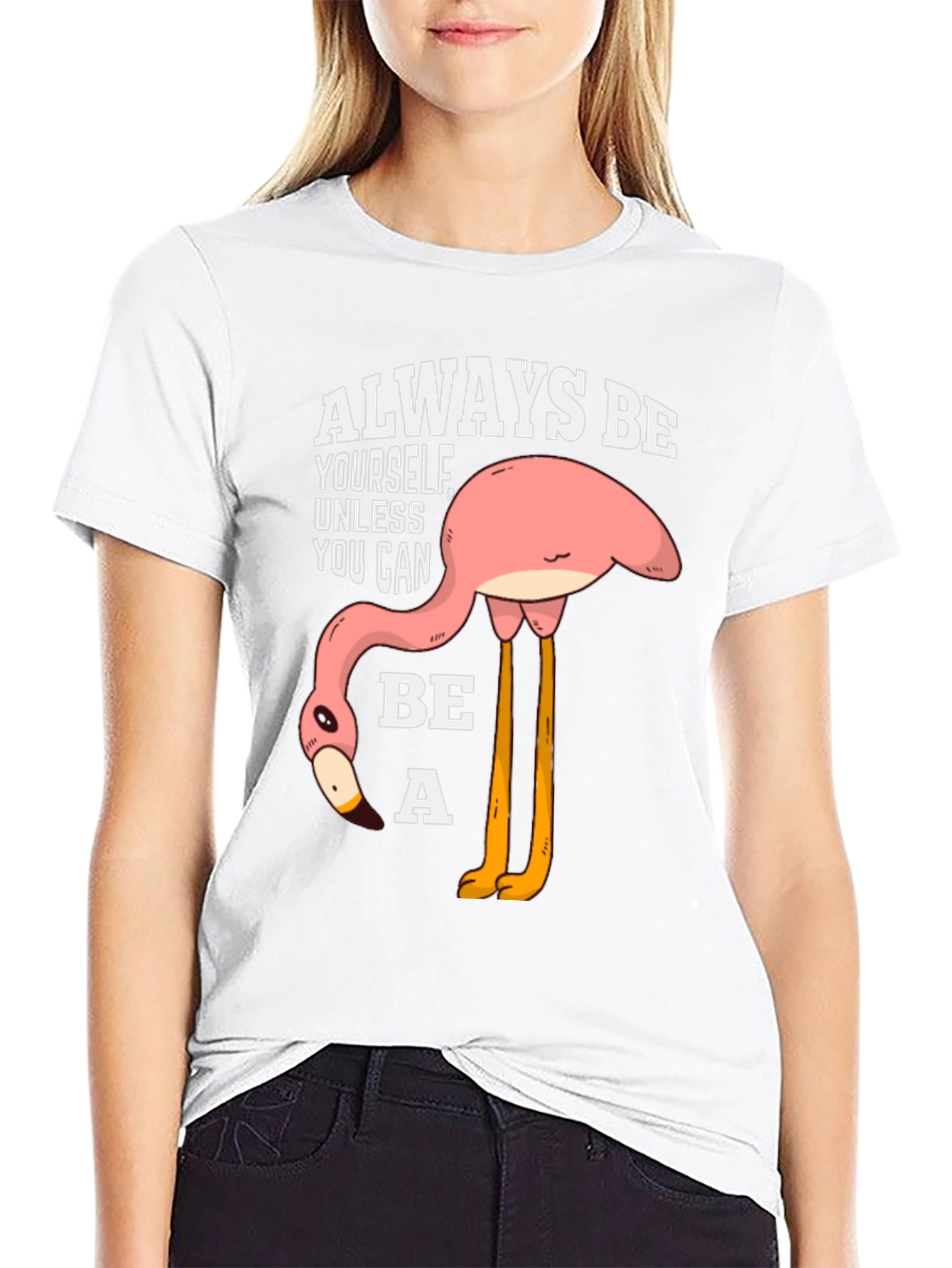 Black Funny Flamingo T-Shirt: Always Be Yourself view 9
