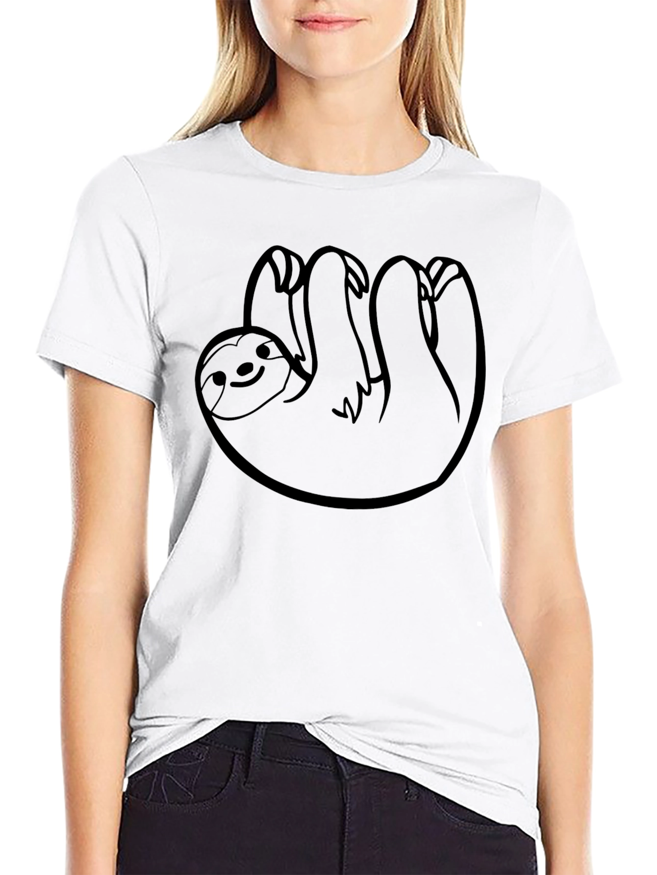 Black Men's Black Sloth Graphic T-Shirt view 9