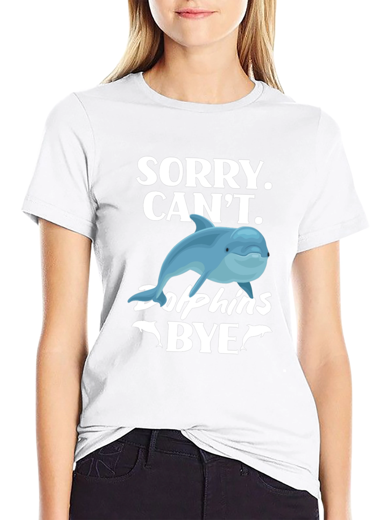 Black Sorry, Can't, Dolphins Bye Graphic T-Shirt view 9