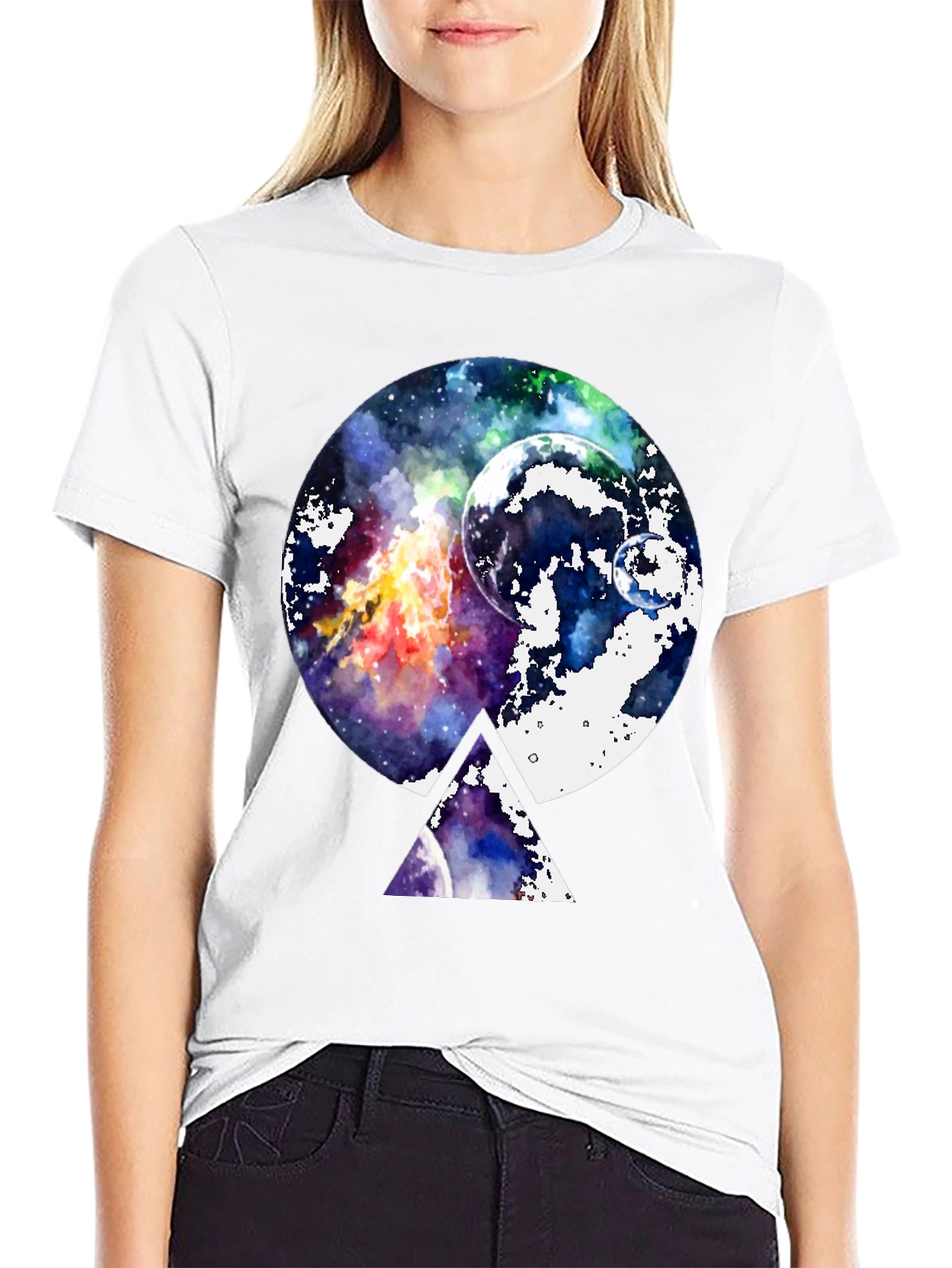Galaxy Space Graphic Print Black T-Shirt - 9