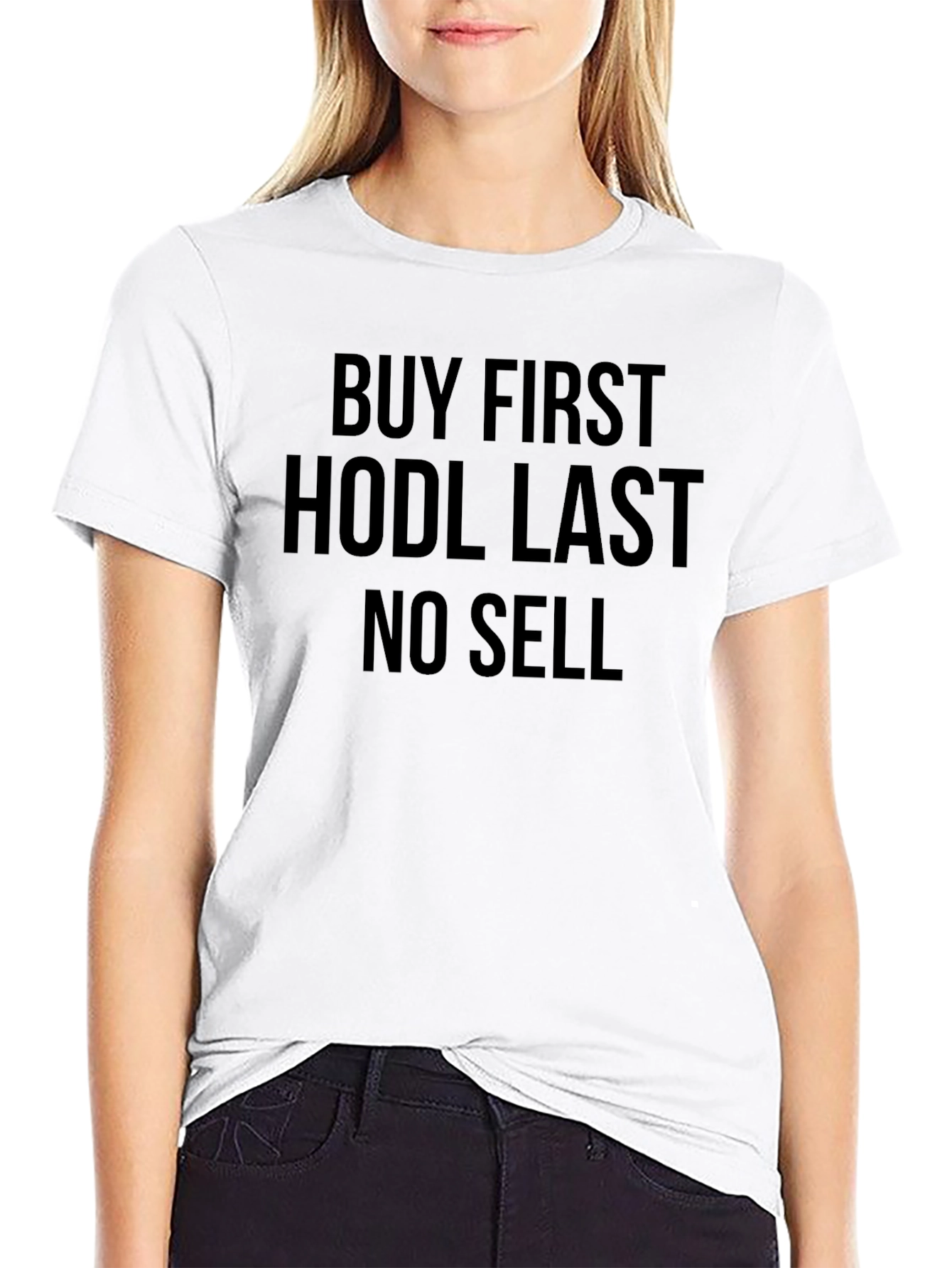 Black Buy First HODL Last No Sell Crypto T-Shirt view 9