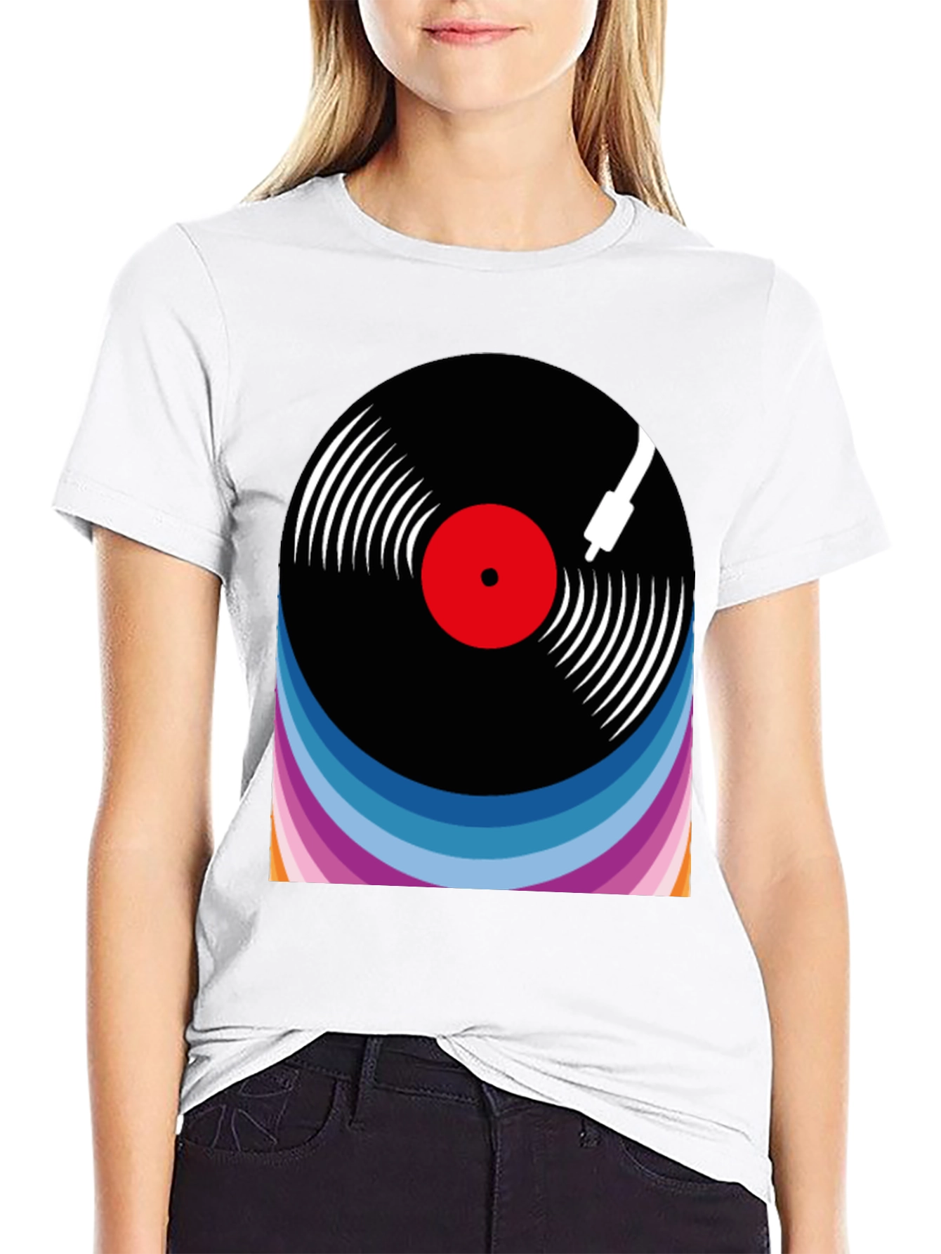 Black Retro Vinyl Record Graphic Tee view 9