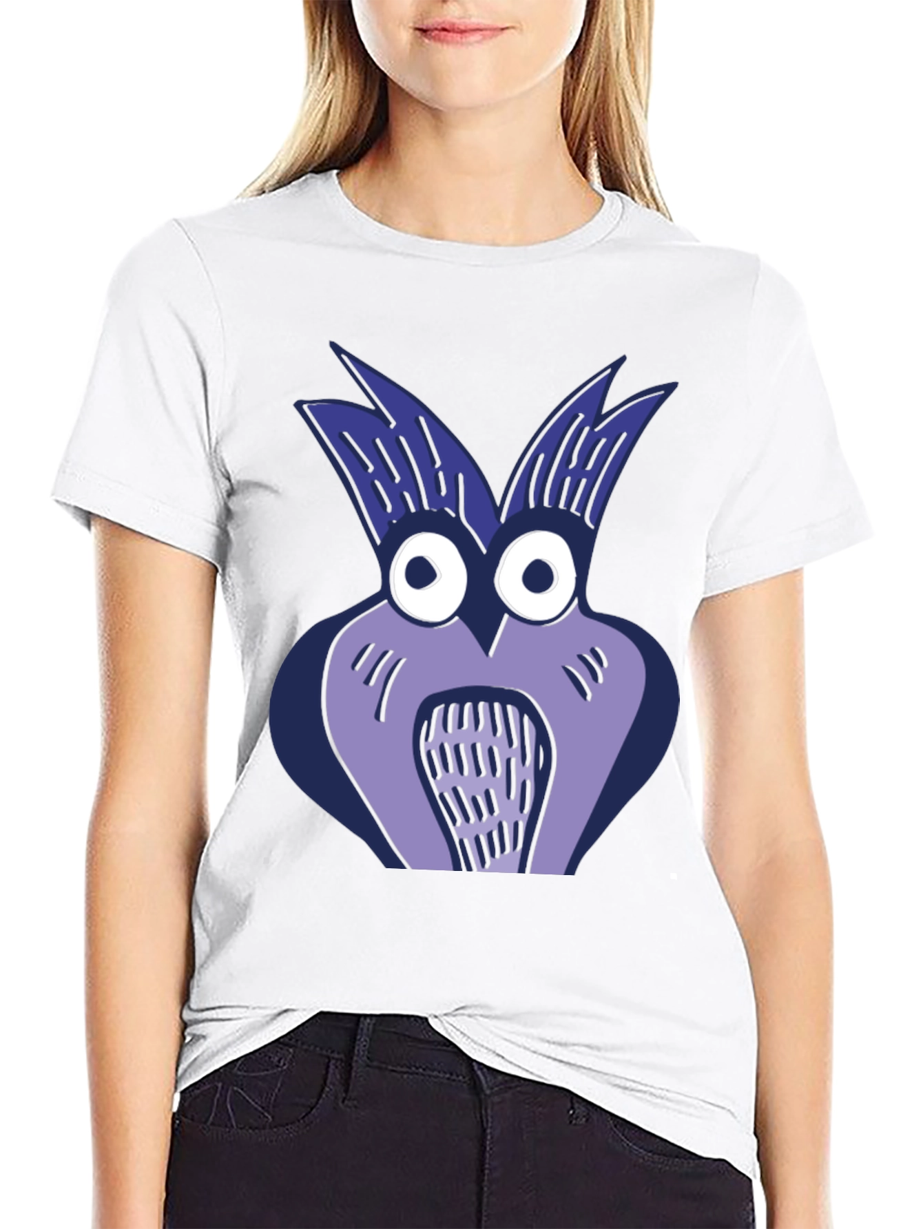Black Whimsical Owl Graphic Tee - Unique Cartoon Design view 9