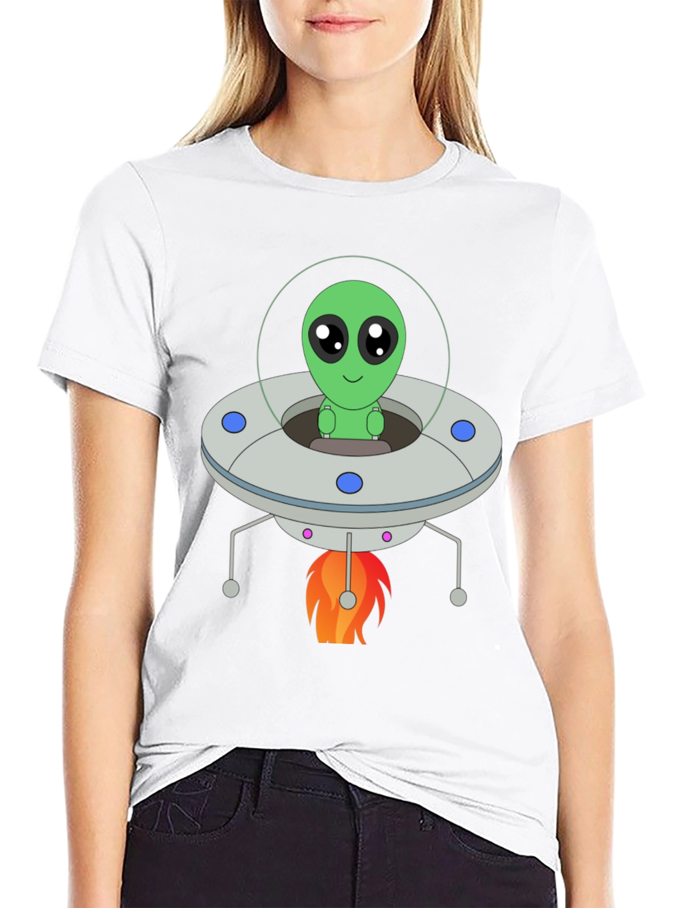 Black Alien UFO T-Shirt - Black Graphic Tee view 9