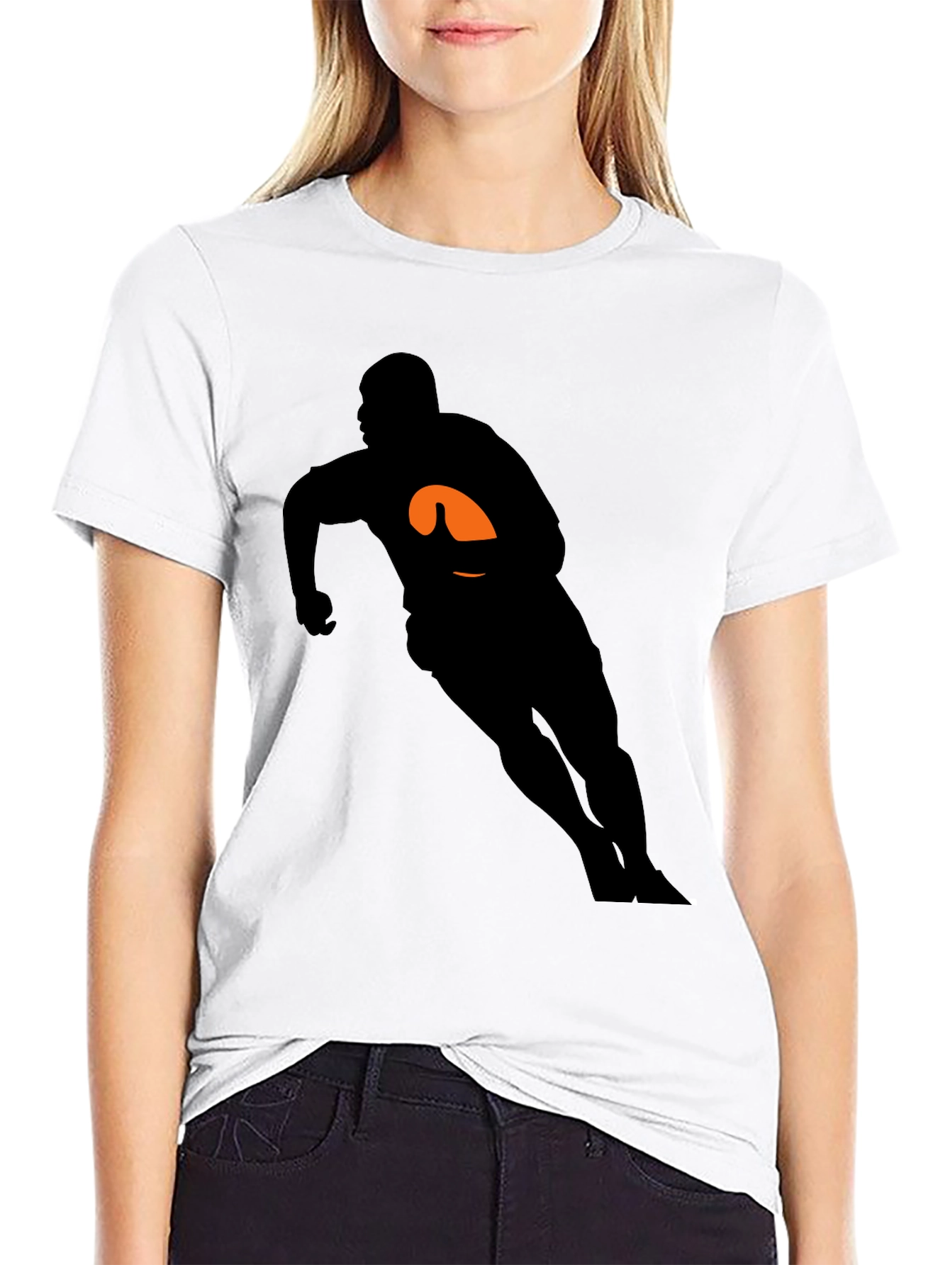 Black Rugby Player Graphic Tee - Black Cotton T-Shirt view 9
