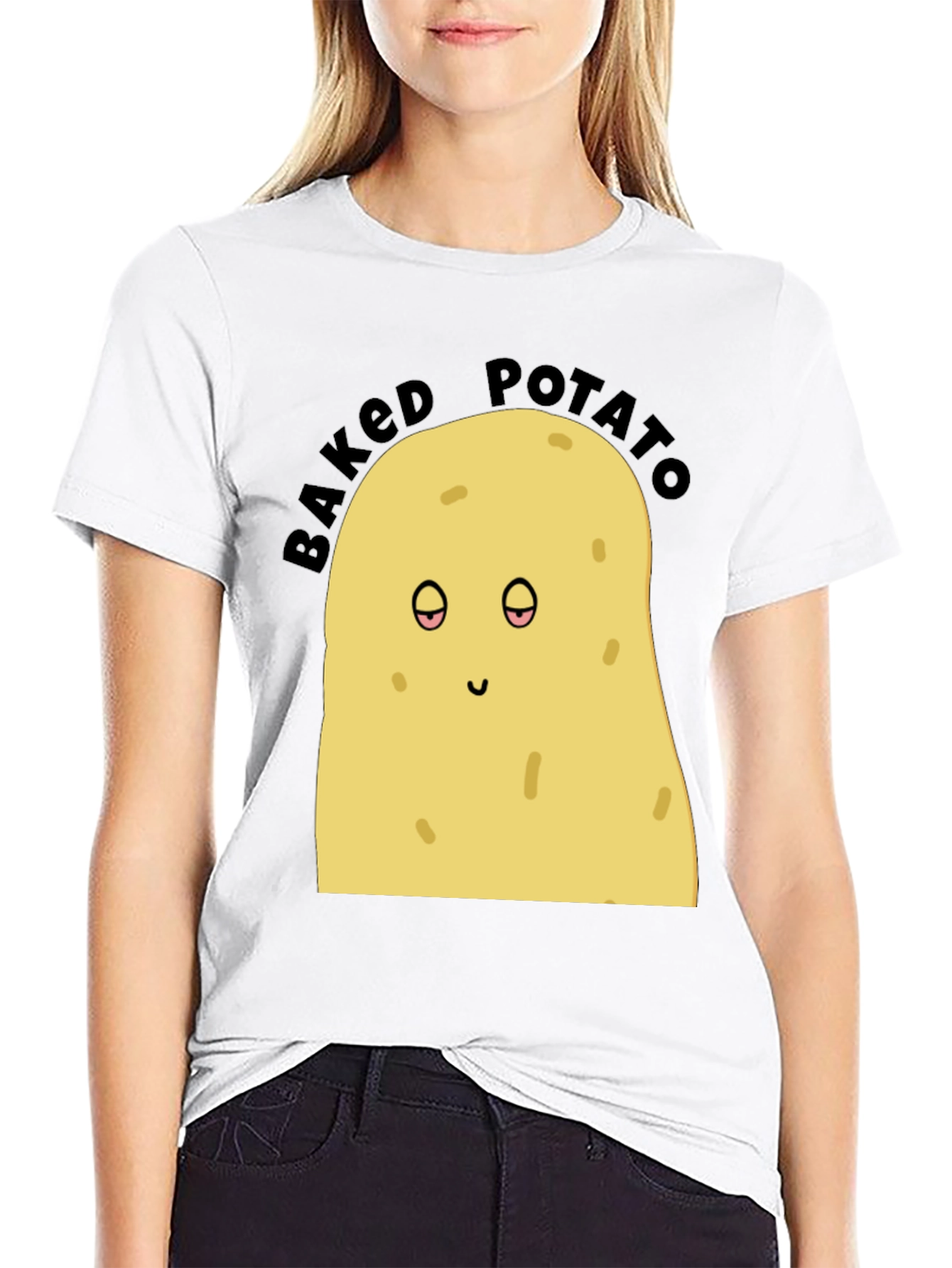 Black Baked Potato Graphic Tee - Funny Food Shirt view 9