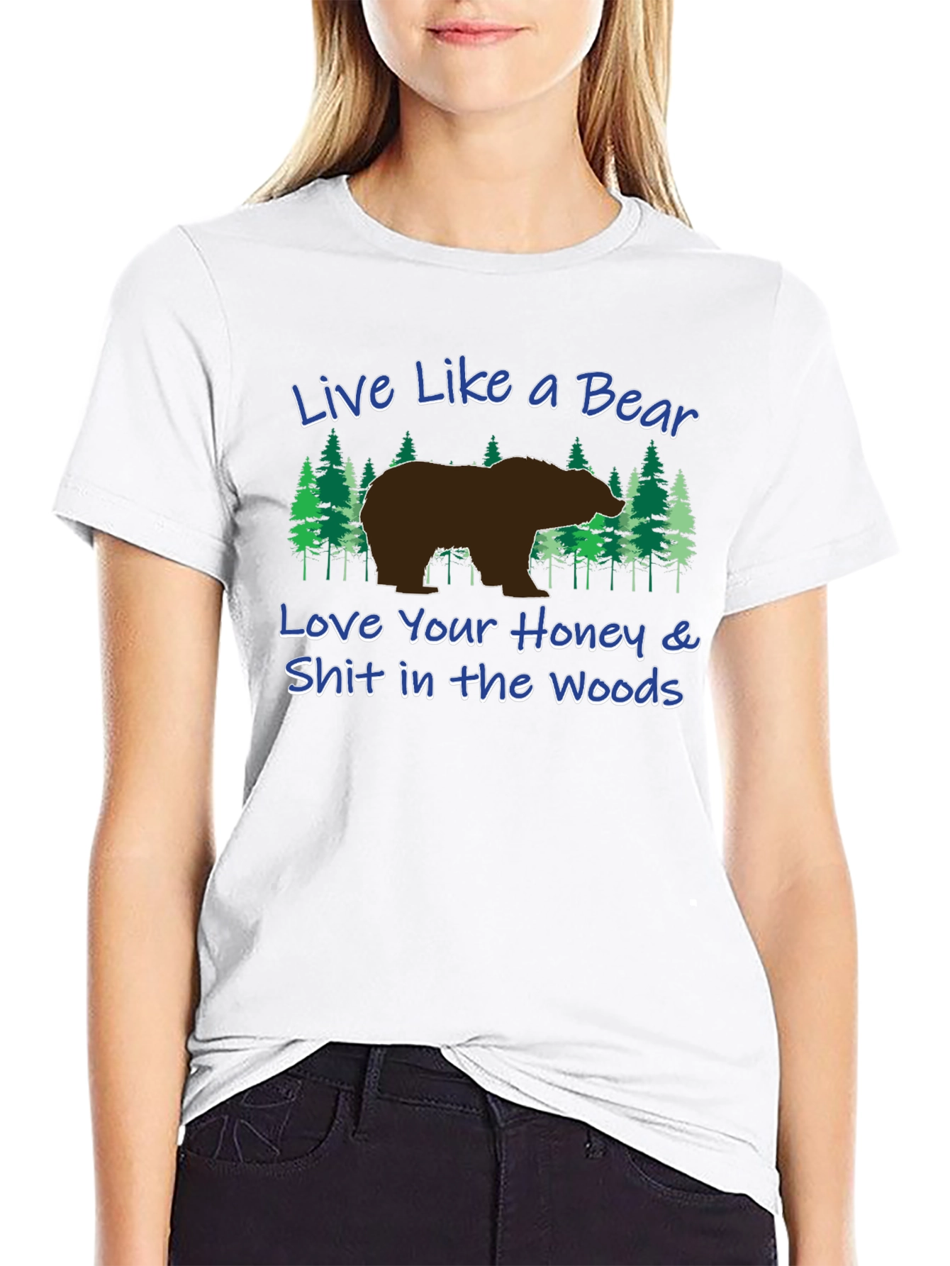 Black Live Like a Bear Graphic Tee - Black Unisex T-Shirt view 9