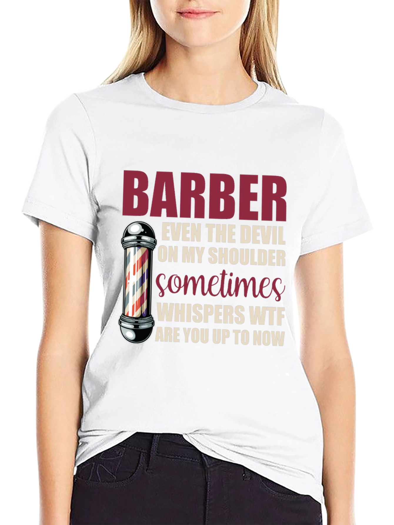 Black Barber Devil Shoulder Graphic T-Shirt view 9