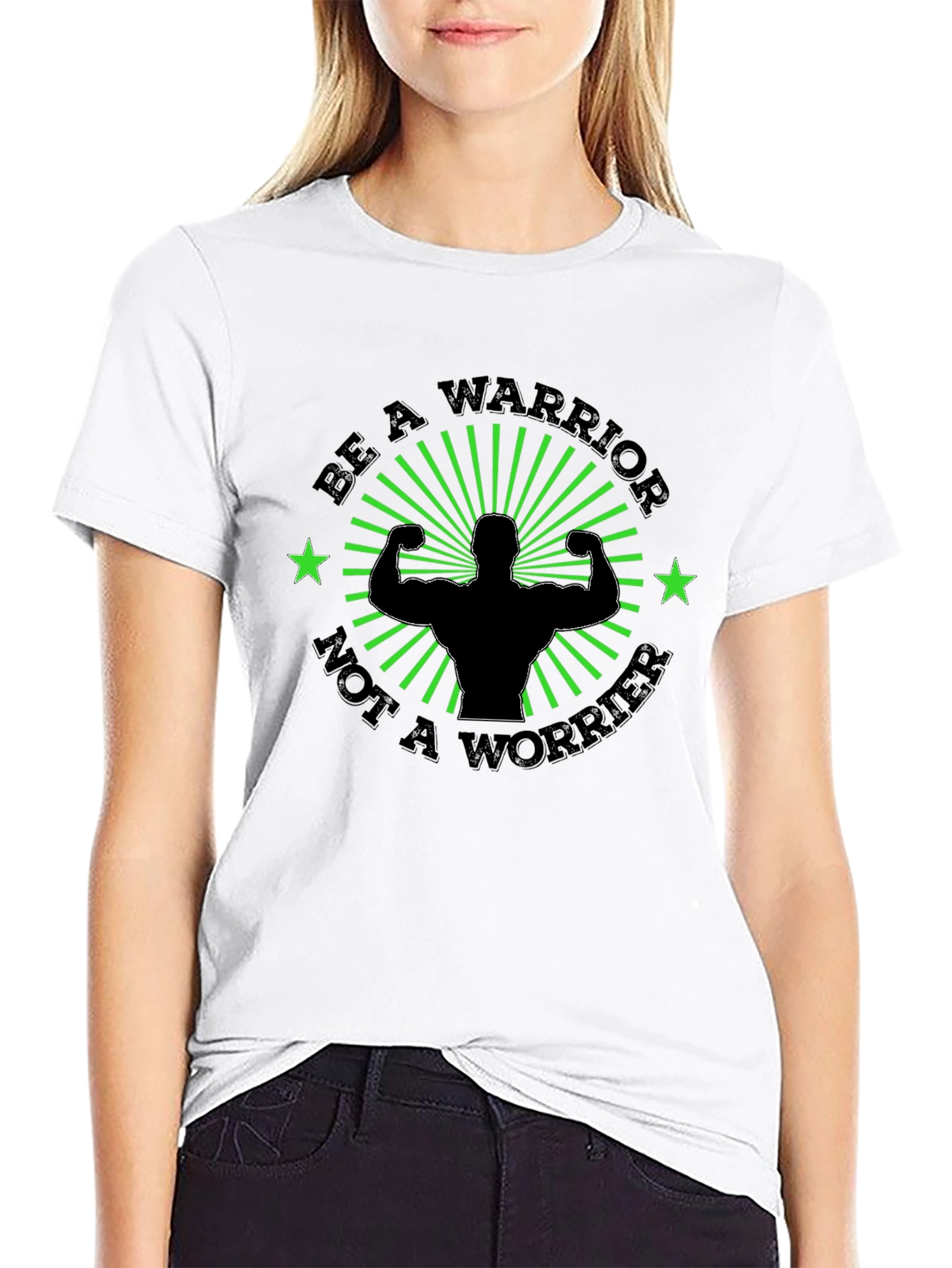 Black Be A Warrior Motivational Graphic Tee view 9