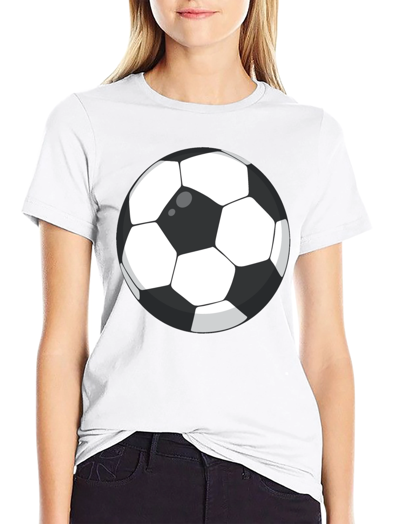 Black Soccer Ball Graphic T-Shirt - Casual Cotton Tee view 9