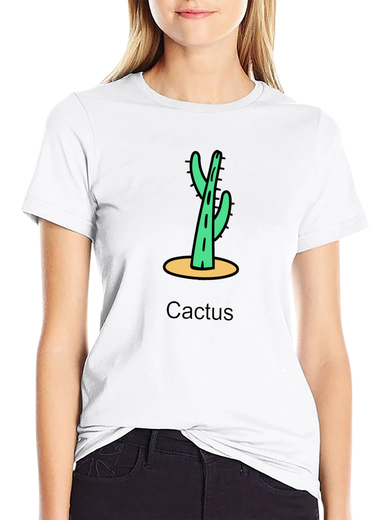 Black Cactus Graphic Tee - Casual Desert Style view 9