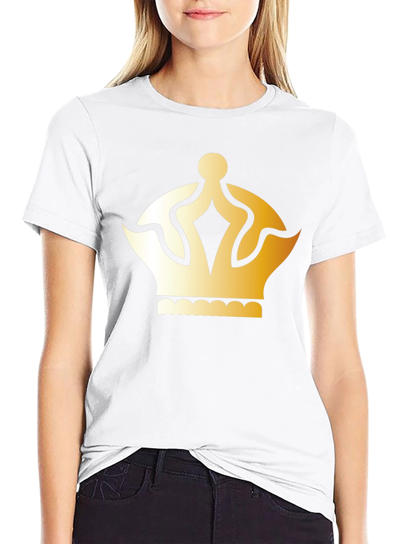 Black Gold Crown Graphic T-Shirt - Classic Style view 9