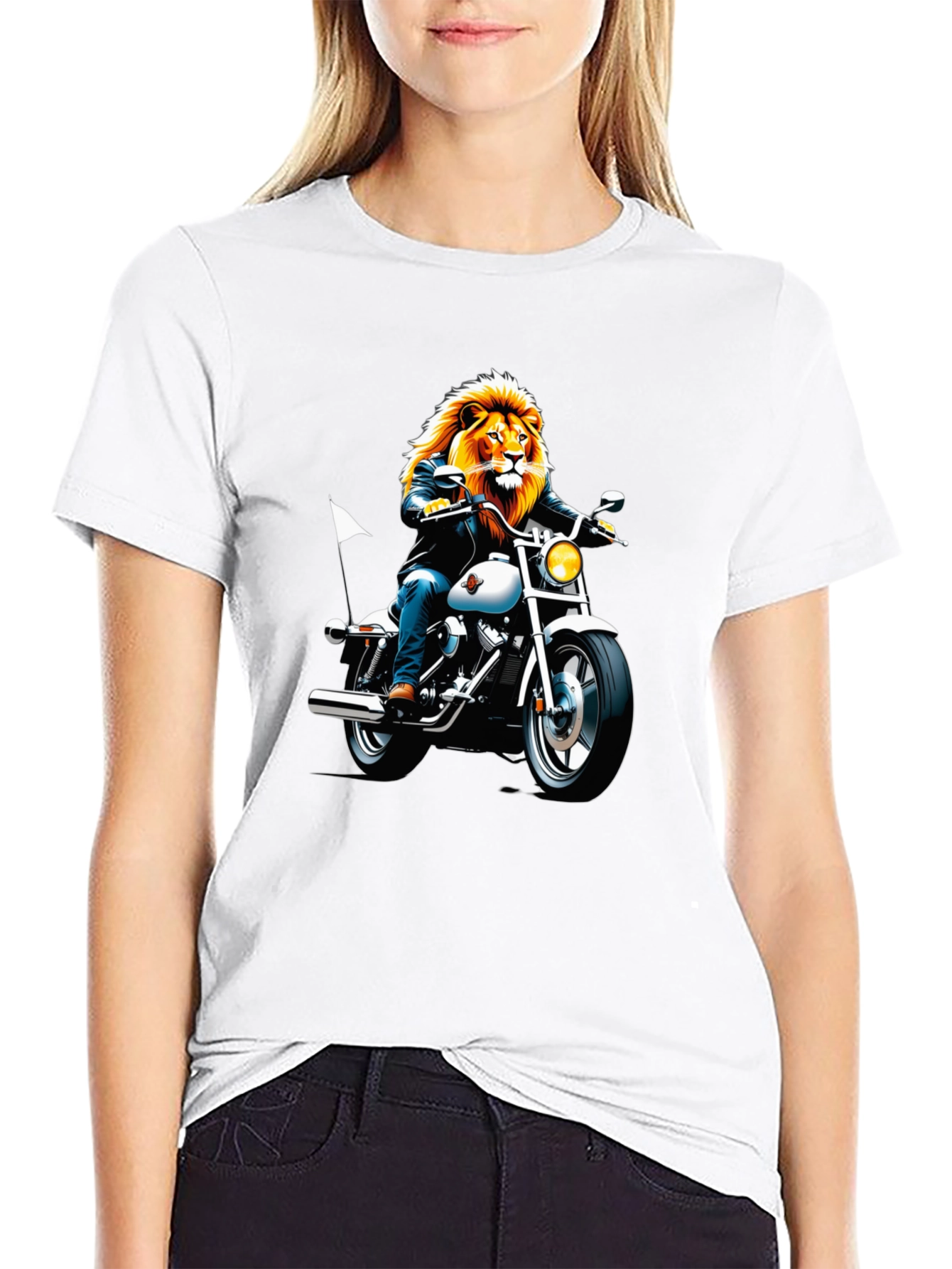 Black Lion Biker Graphic T-Shirt - Black view 9