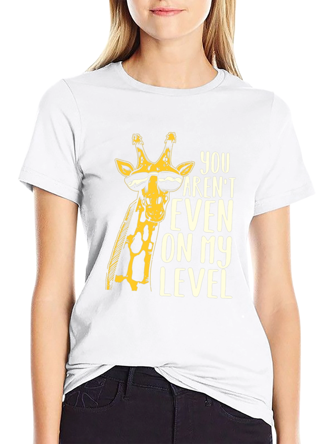 Black Funny Giraffe T-Shirt - You Aren't On My Level view 9