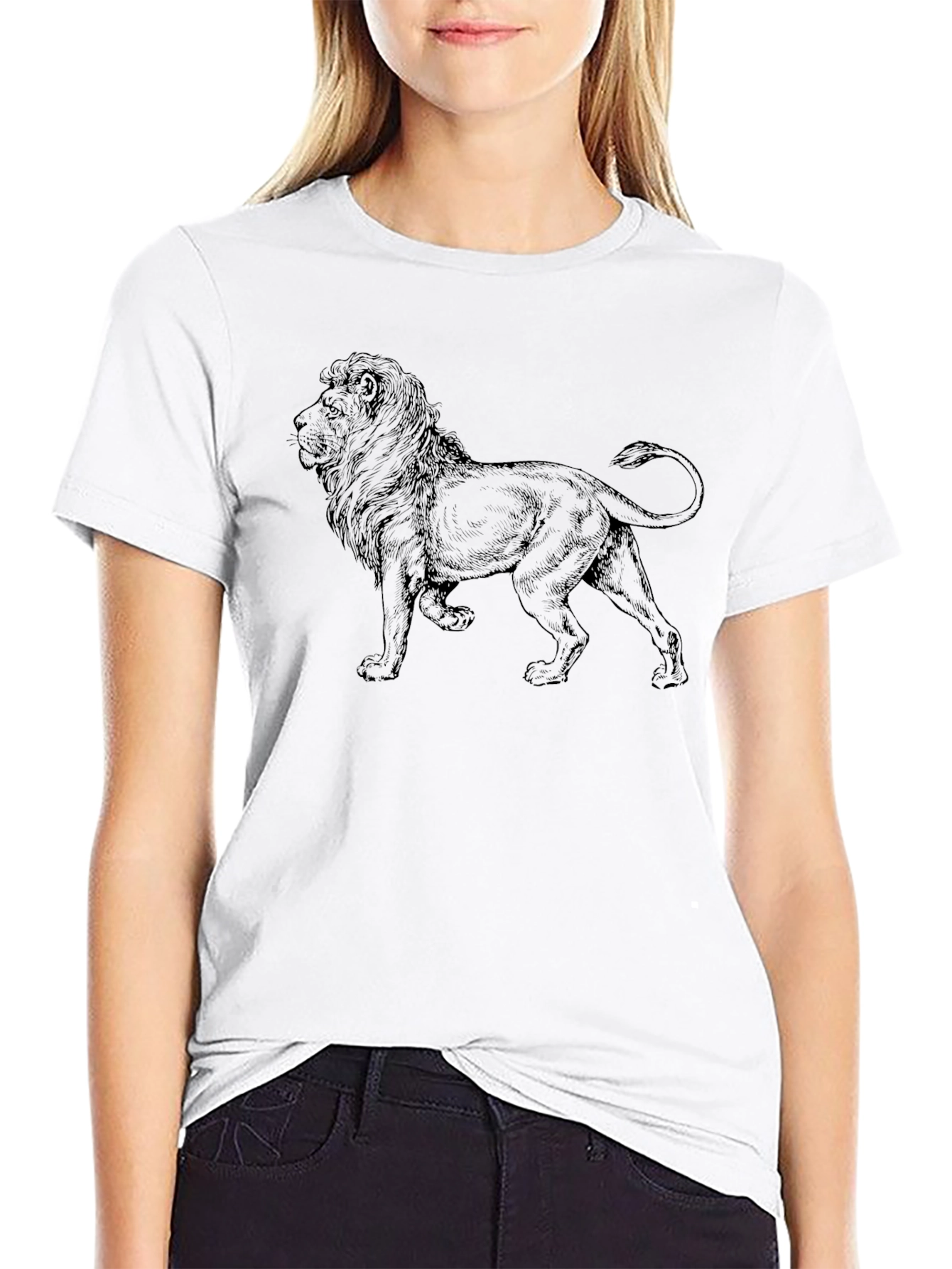 Black Lion Graphic Black T-Shirt for Men view 9