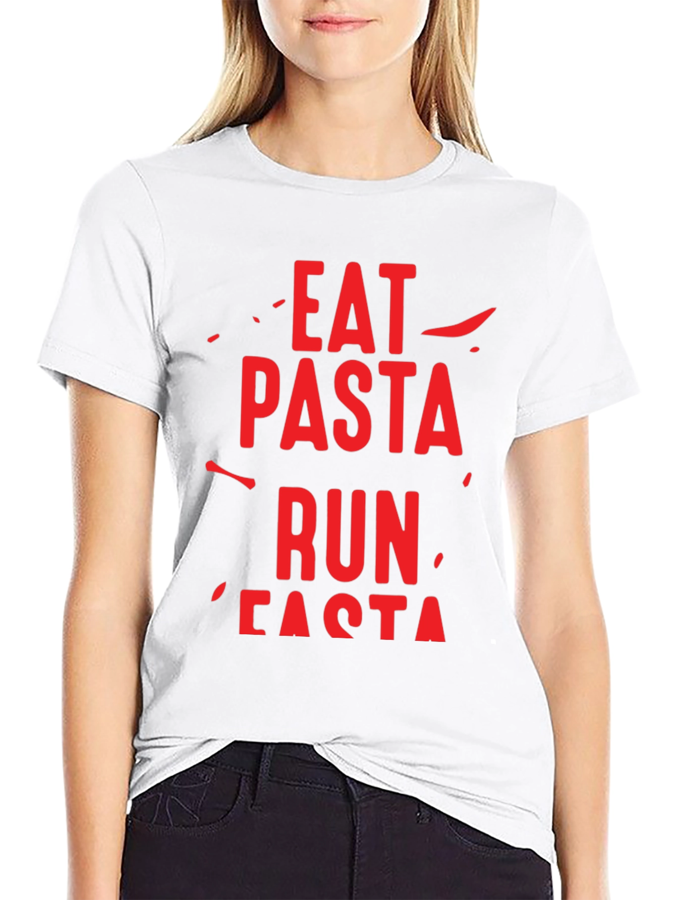 Black Eat Pasta Run Fasta Graphic T-Shirt view 9