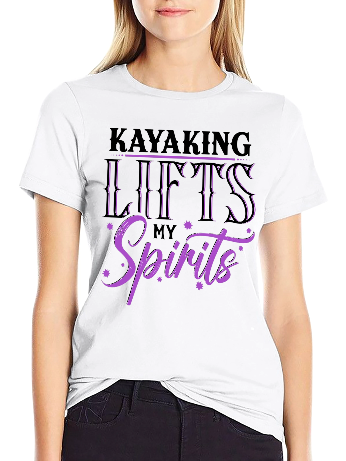 Black Kayaking Lifts My Spirits Graphic Tee view 9
