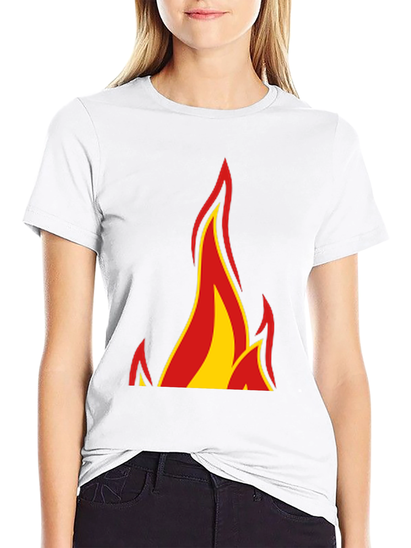 Black Fiery Graphic Tee - Bold Flame Design, Black Cotton Shirt view 9