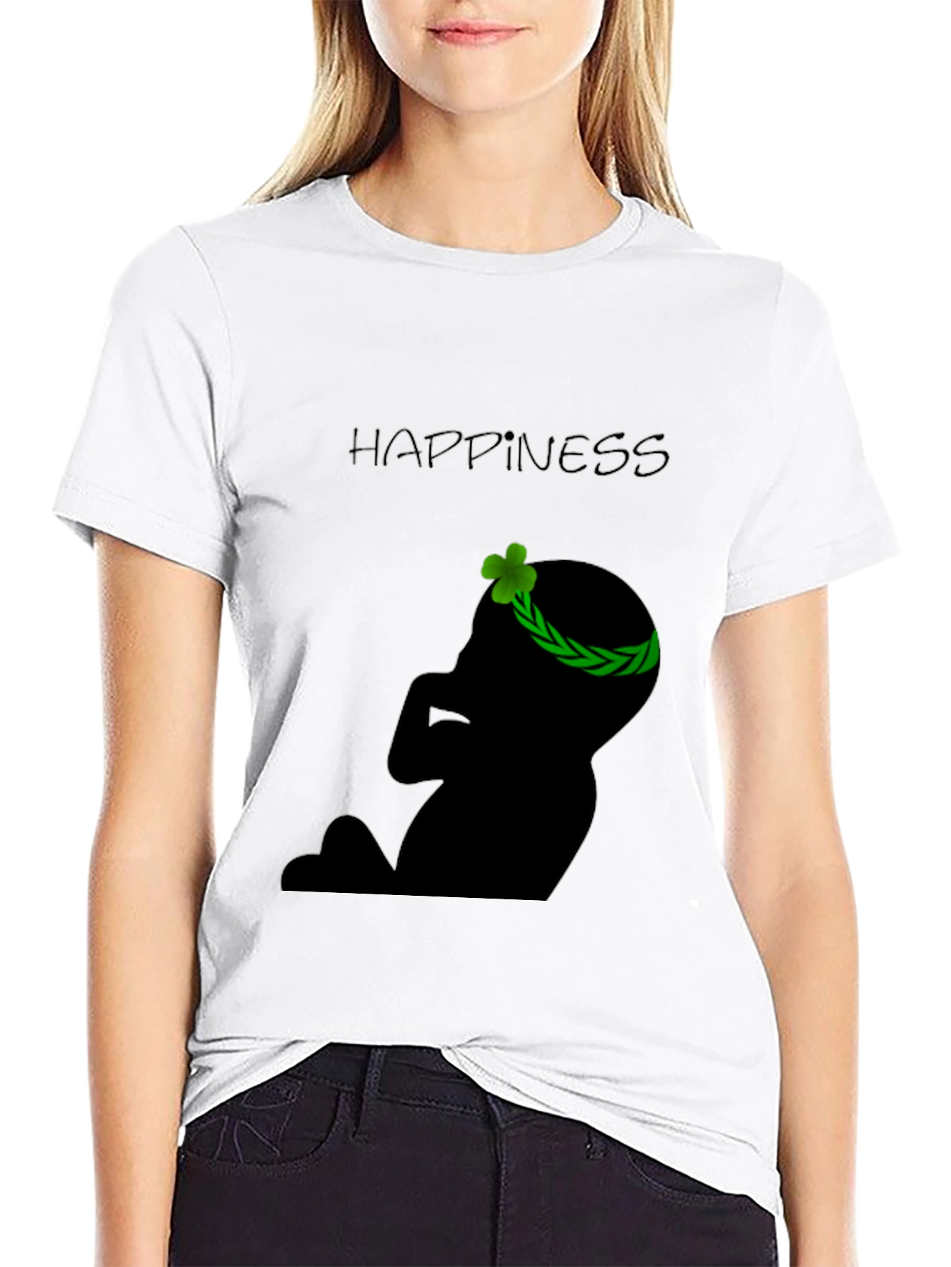 Black Happiness Baby Silhouette Black T-Shirt view 9