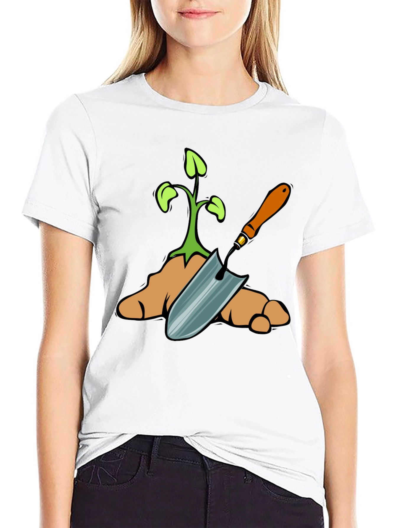 Black Gardening T-Shirt - Sprout & Trowel Design view 9