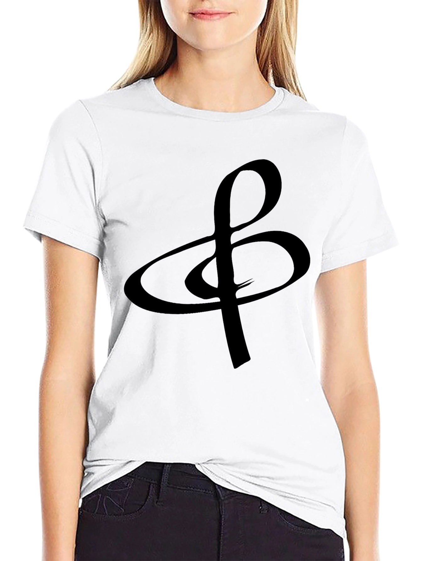 Black Elegant Musical Treble Clef Black Graphic Tee view 9