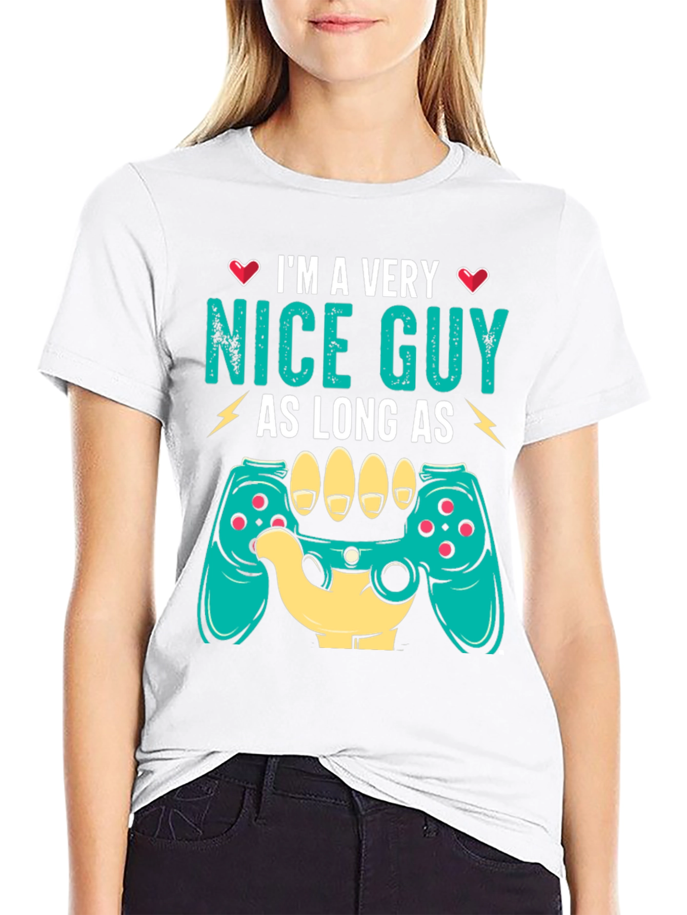Black I'm a Very Nice Guy Gaming Controller T-Shirt view 9