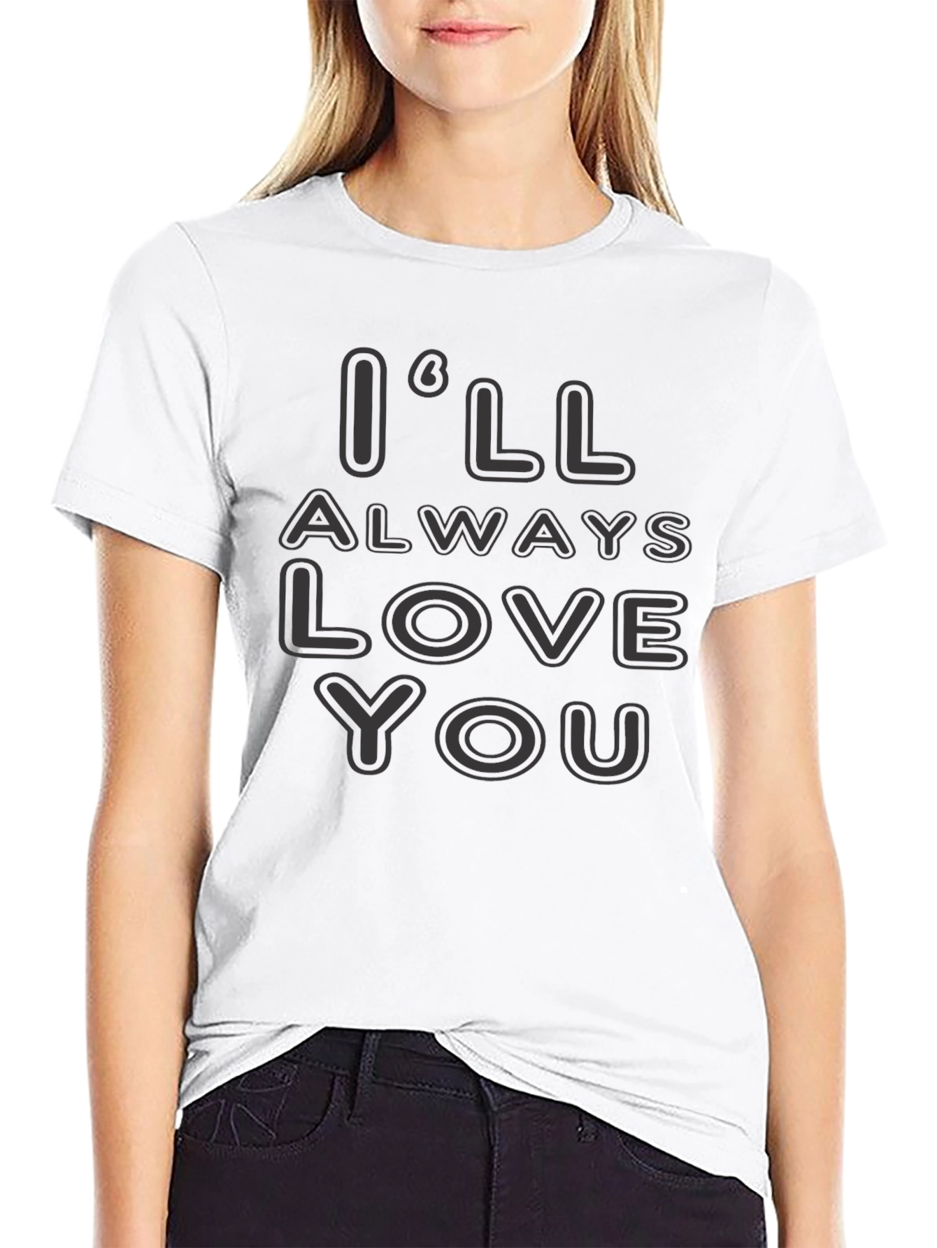 Black I'll Always Love You T-Shirt Black Casual Style view 9