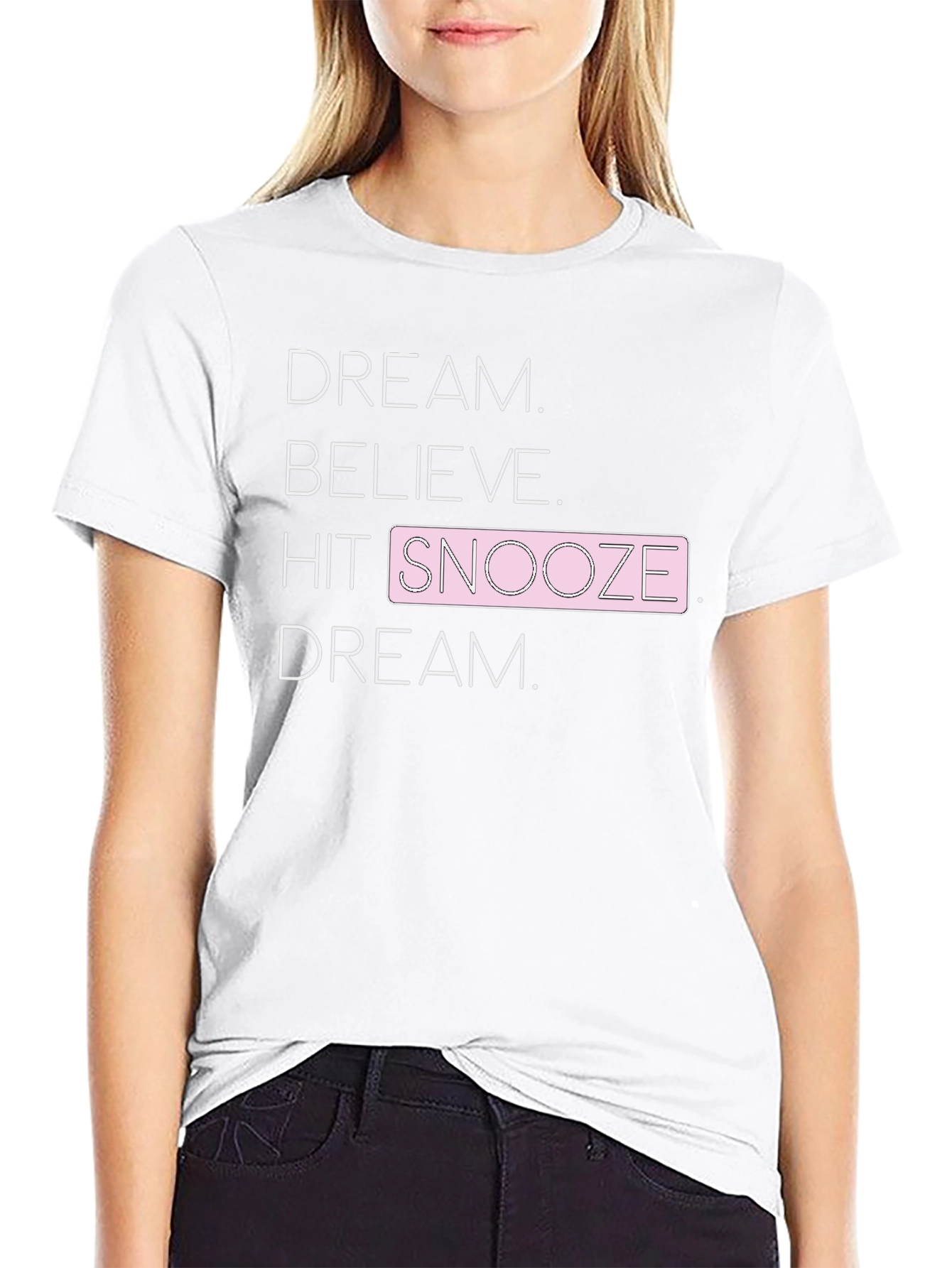 Black Dream Believe Snooze Graphic Tee view 9