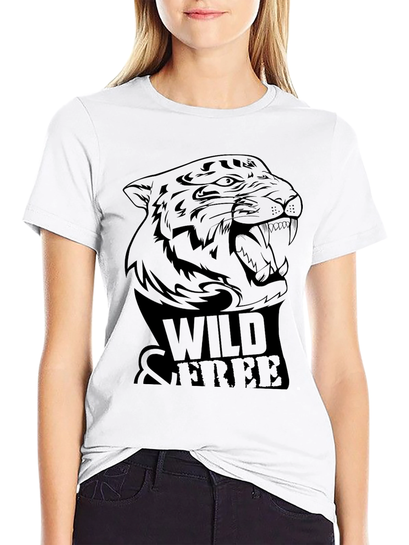 Black Wild & Free Tiger Graphic Tee - Black view 9