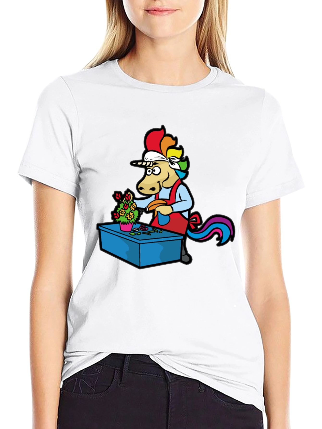 Black Unicorn Baker T-Shirt - Funny Cartoon Tee view 9