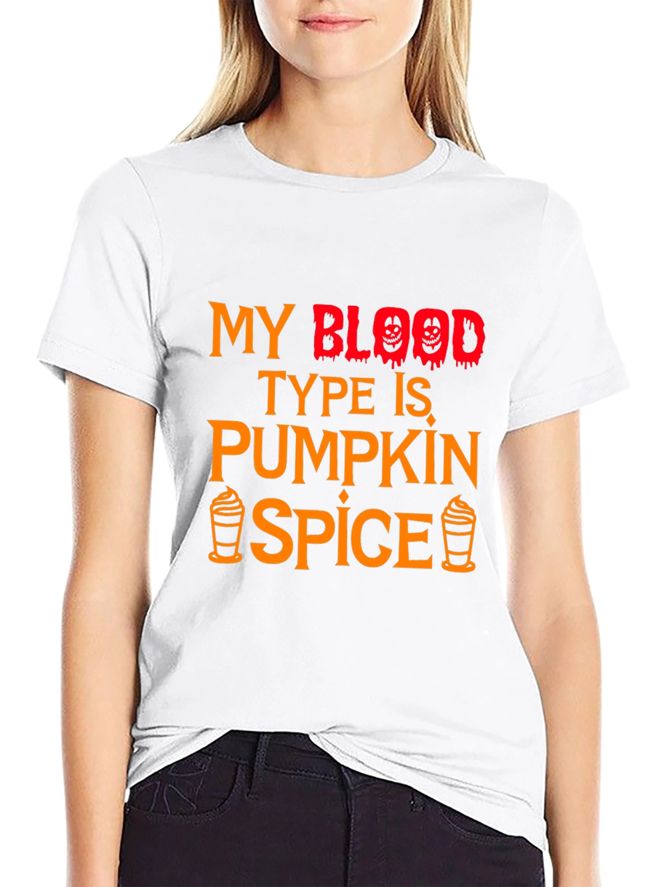 Black Pumpkin Spice Blood Type Halloween T-Shirt view 9